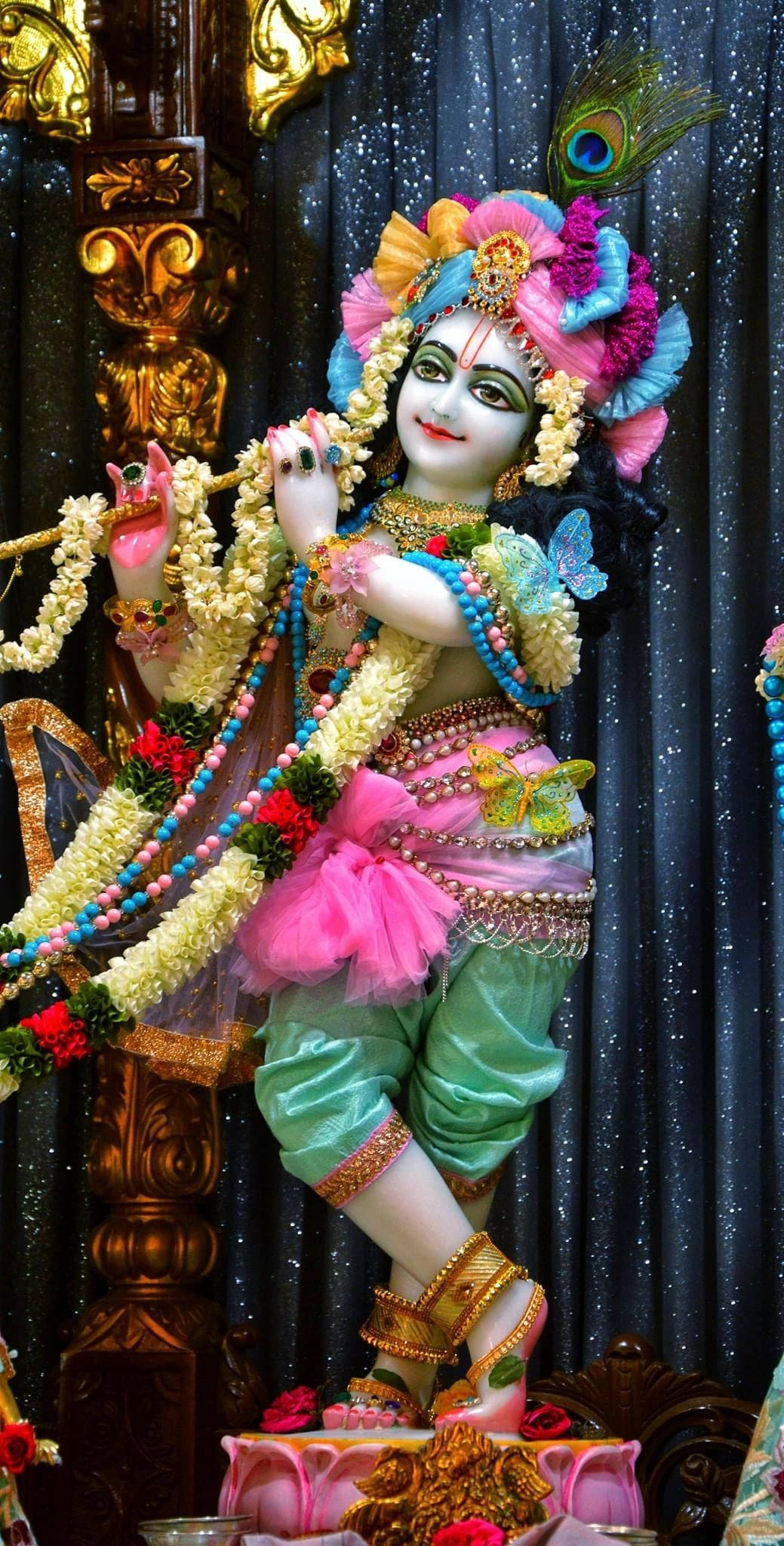 Krishna Bhagwan, flute, peacock feather, Full HD Phone Wallpaper