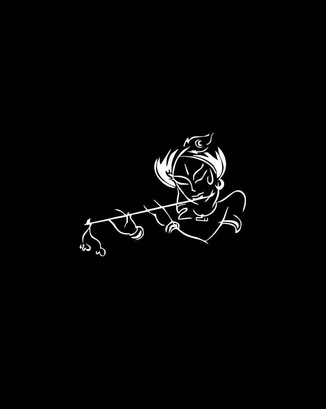 Krishna HD, minimalist, white line drawing, HD Phone Wallpaper