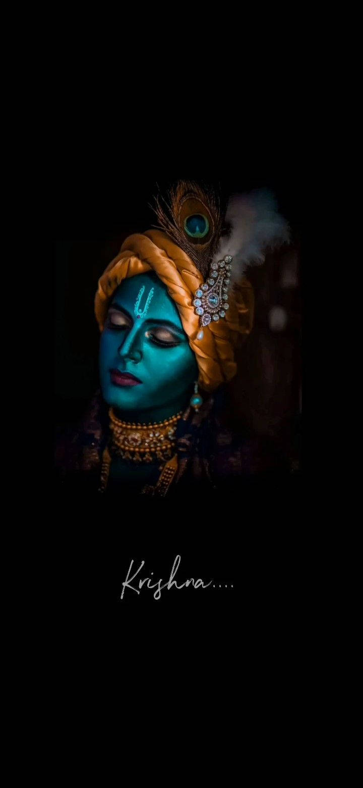 Krishna, blue-skinned deity, golden jewelry, HD Phone Wallpaper