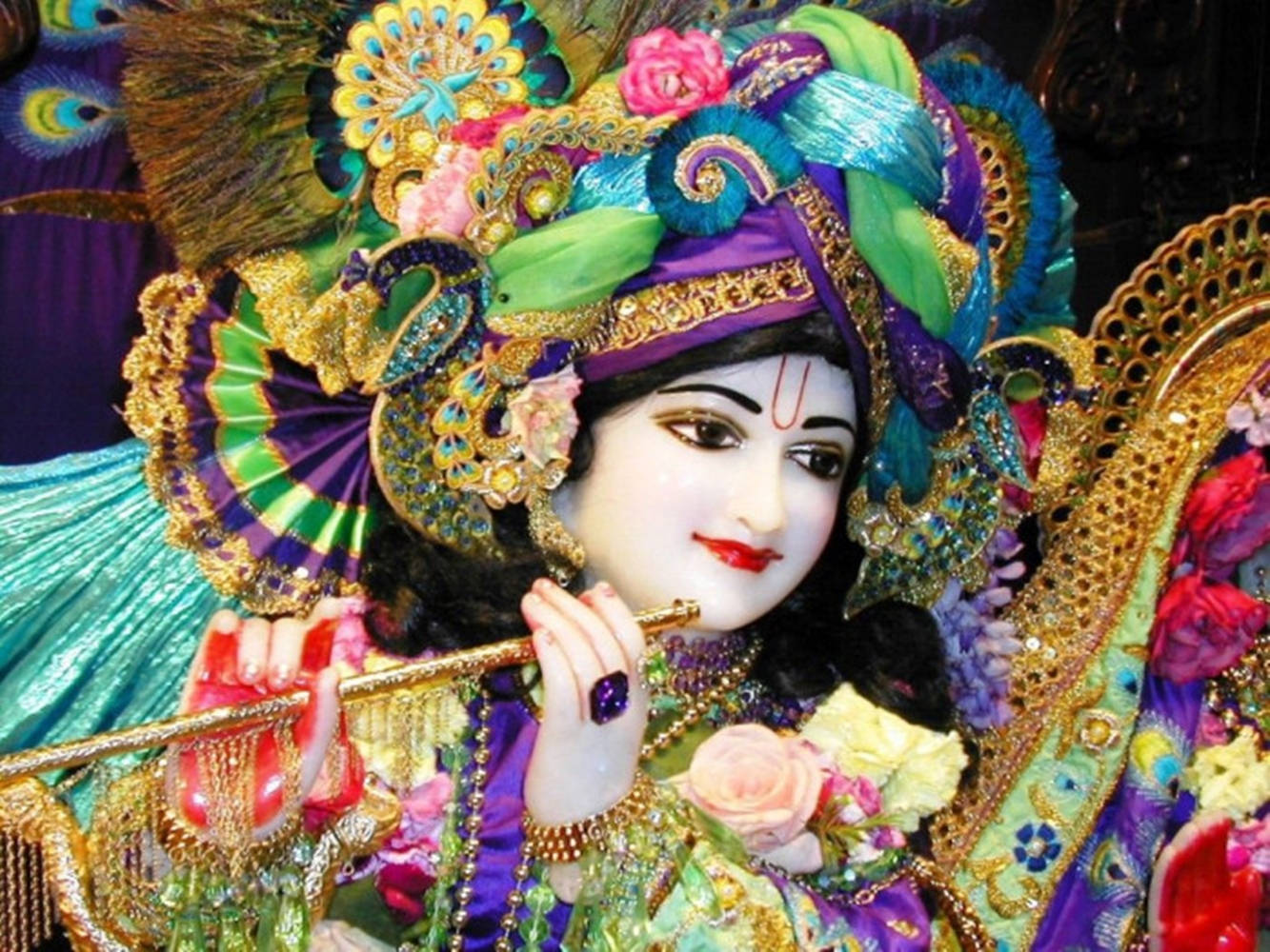 Krishna Janmashtami, peacock feather headdress, flute, HD Desktop Wallpaper