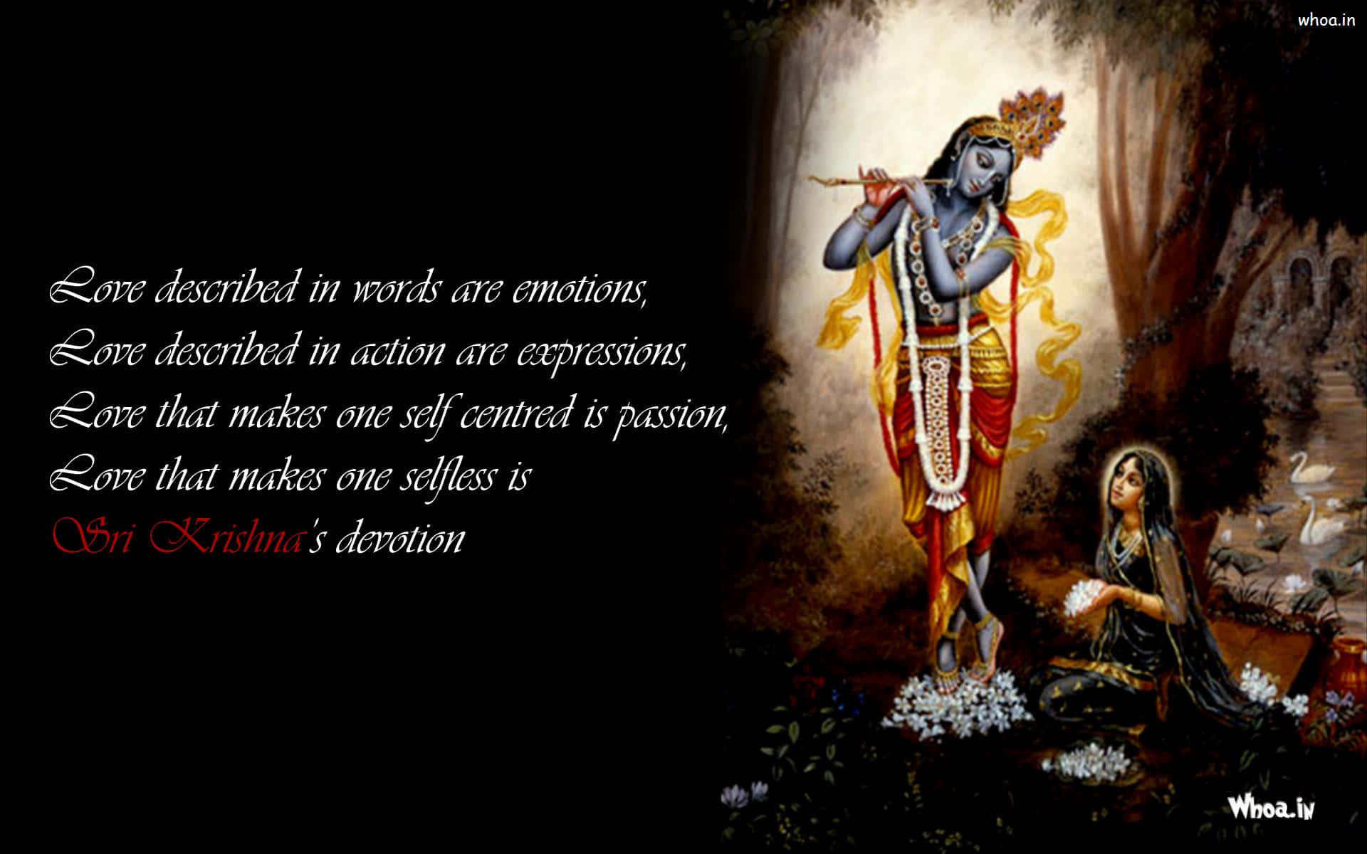 Krishna, flute, devotee, Full HD Desktop Wallpaper