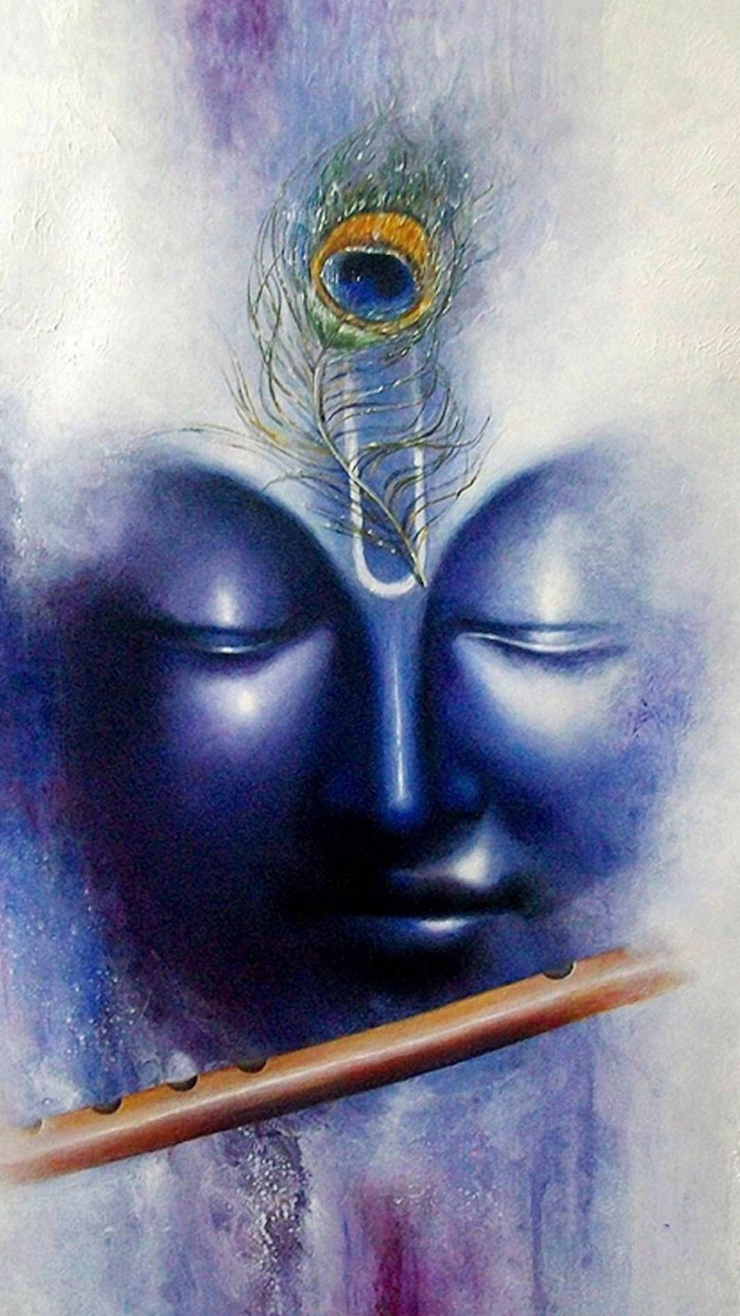 Krishna Phone, blue face, flute, Full HD Phone Wallpaper