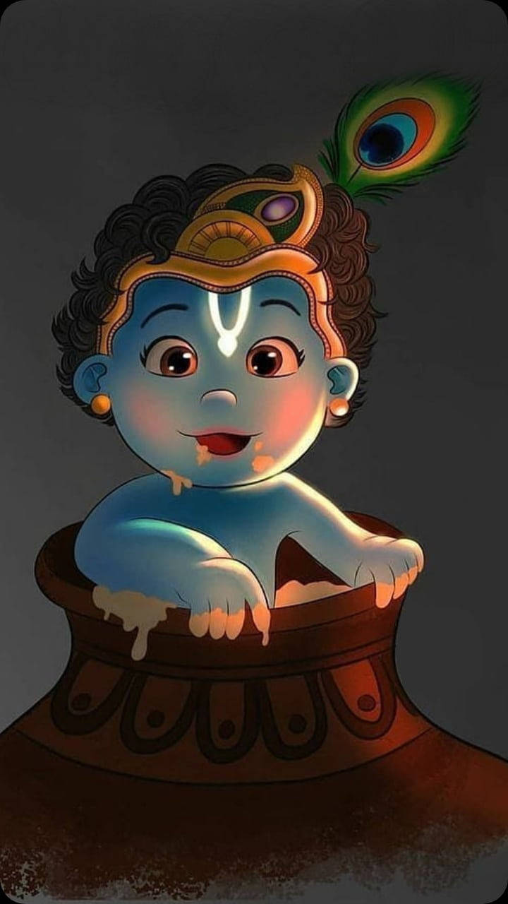 Krishna Phone, baby deity, peacock feather crown, HD Phone Wallpaper