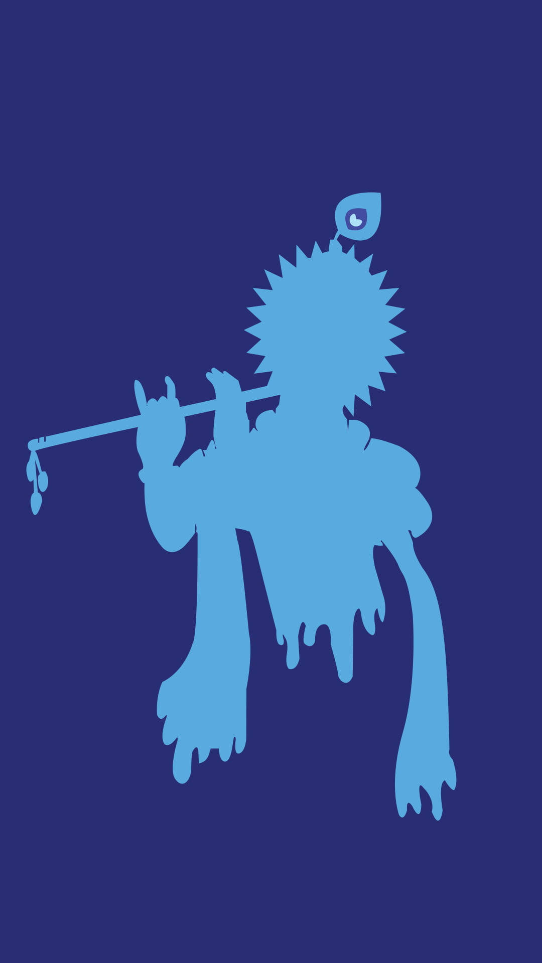 Krishna Phone, minimalist blue aesthetic, flute-playing deity, Full HD Phone Wallpaper