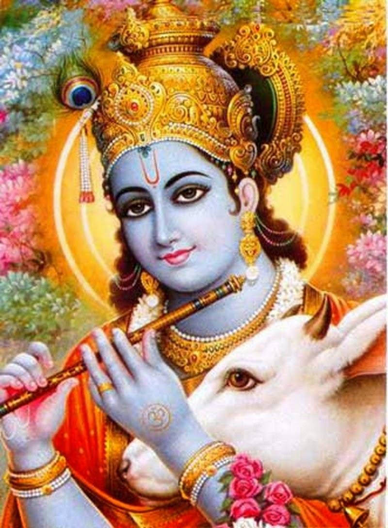 Krishna, golden crown, jewelry, SD Phone Wallpaper