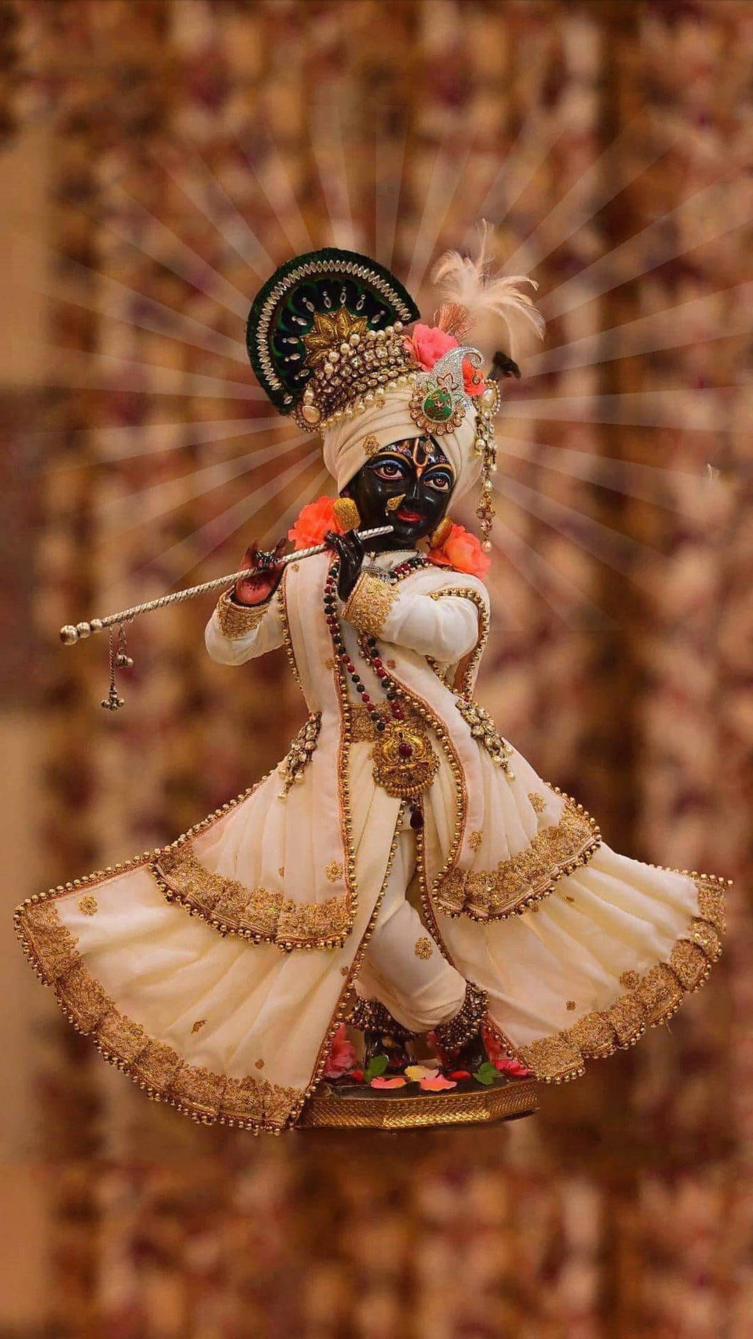 Krishna, black figurine, flute, Full HD Phone Wallpaper
