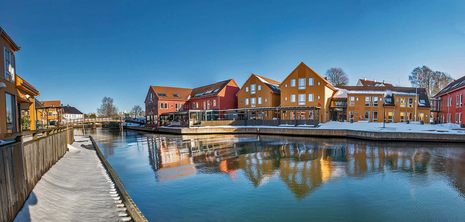 Kristiansand, waterfront, snowy day, HD Desktop Wallpaper