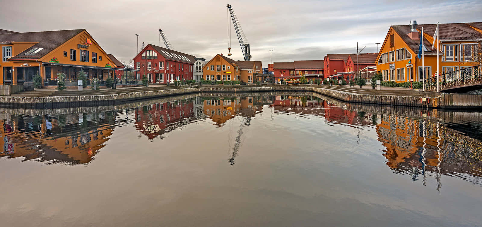 Kristiansand, waterfront, reflections, HD Desktop Wallpaper