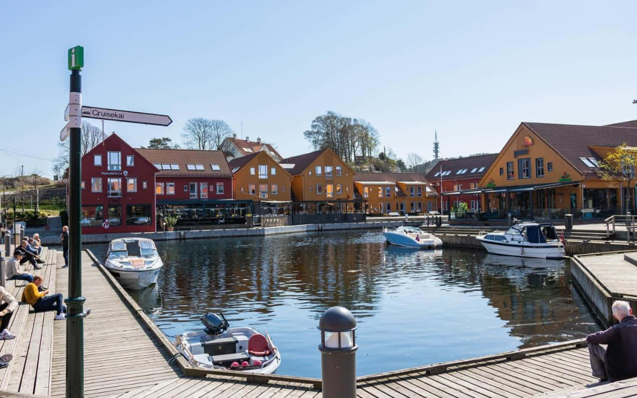 Kristiansand, waterfront scenery, colorful wooden houses, HD Desktop Wallpaper