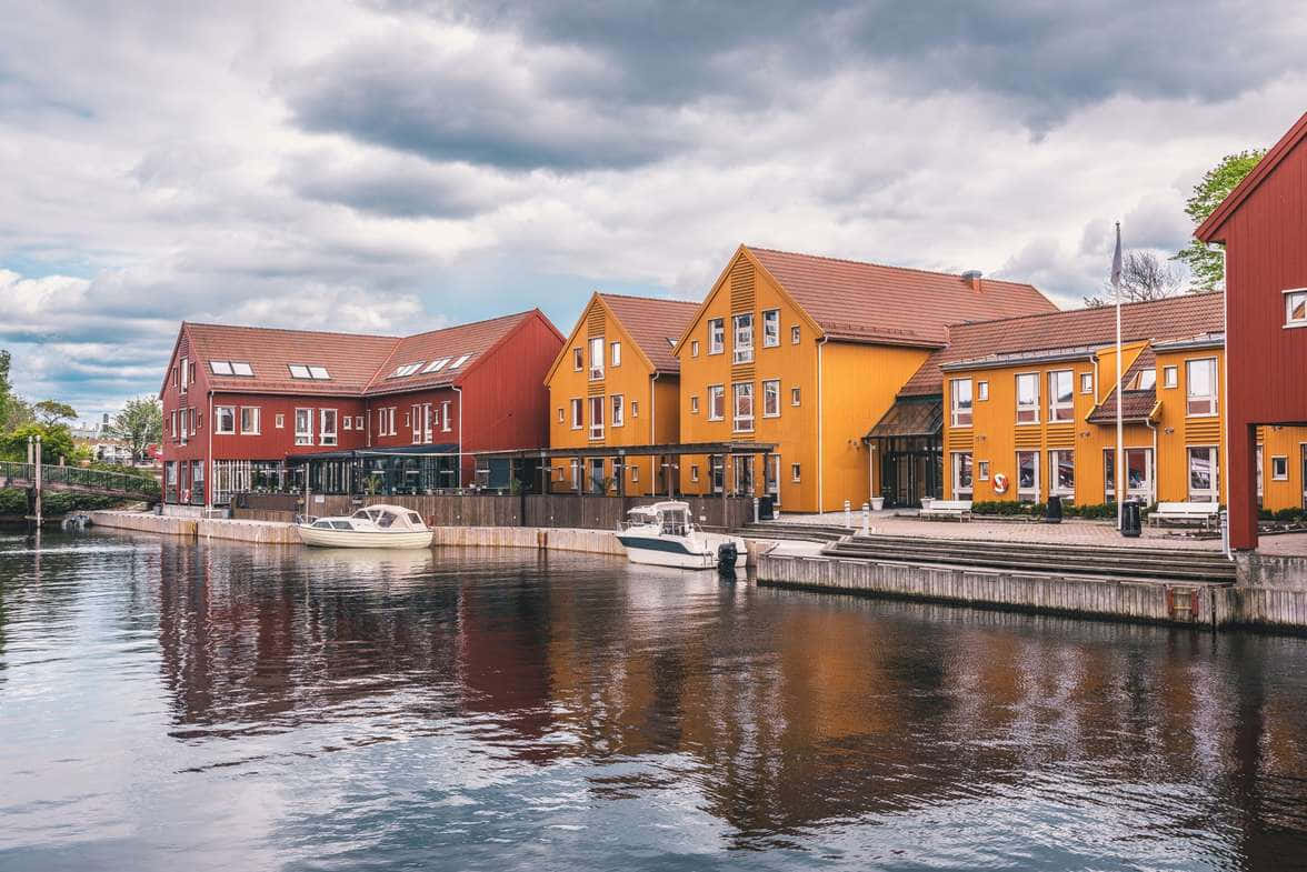 Kristiansand, waterfront, colorful houses, SD Desktop Wallpaper