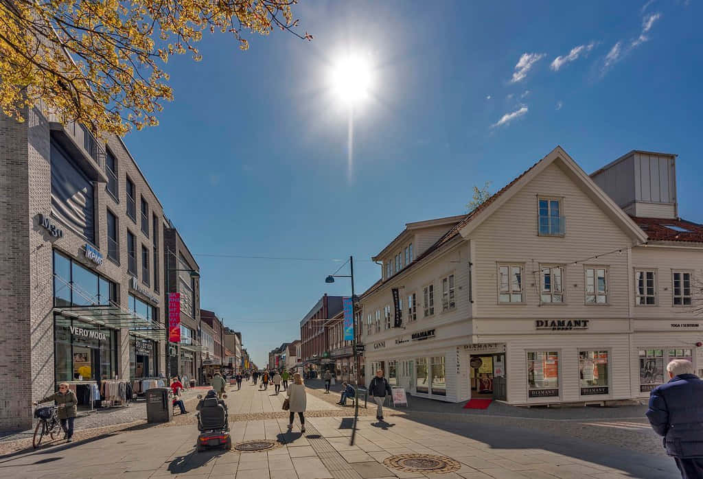 Kristiansand, sunrise, European pedestrian street, SD Desktop Wallpaper