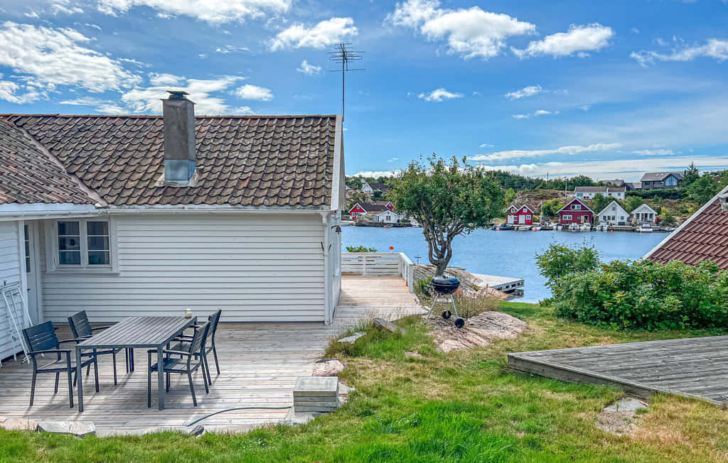 Kristiansand, white cottage, wooden deck, SD Desktop Wallpaper