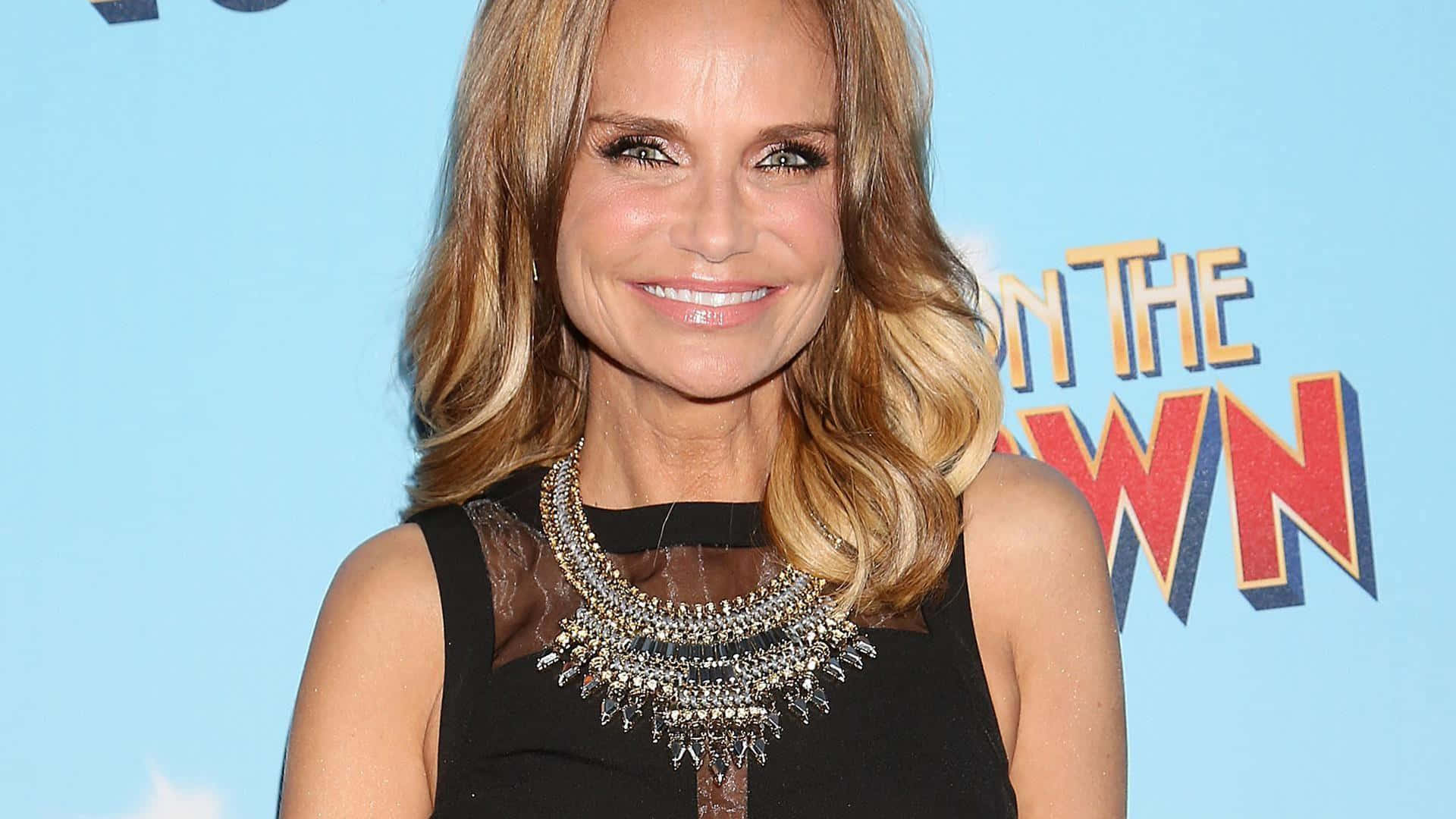 Kristin Chenoweth, black dress, sparkling necklace, Full HD Desktop Wallpaper