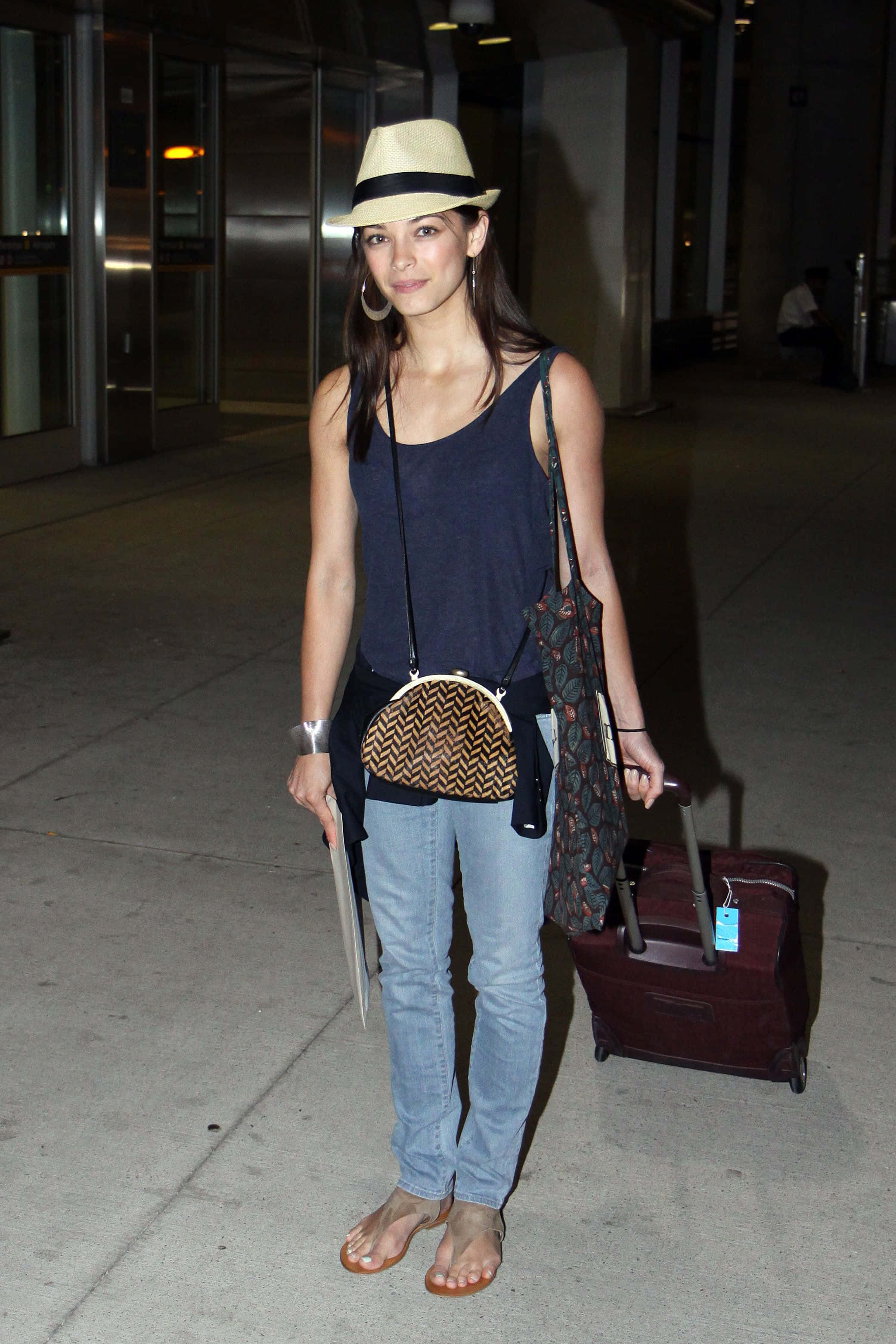 Kristin Kreuk, fedora, jeans, 2K Phone Wallpaper