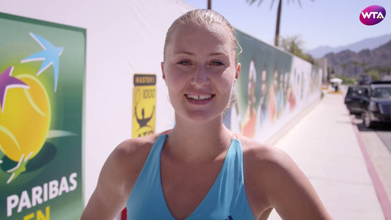 Kristina Mladenovic, blue tank top, WTA tournament, HD Desktop Wallpaper