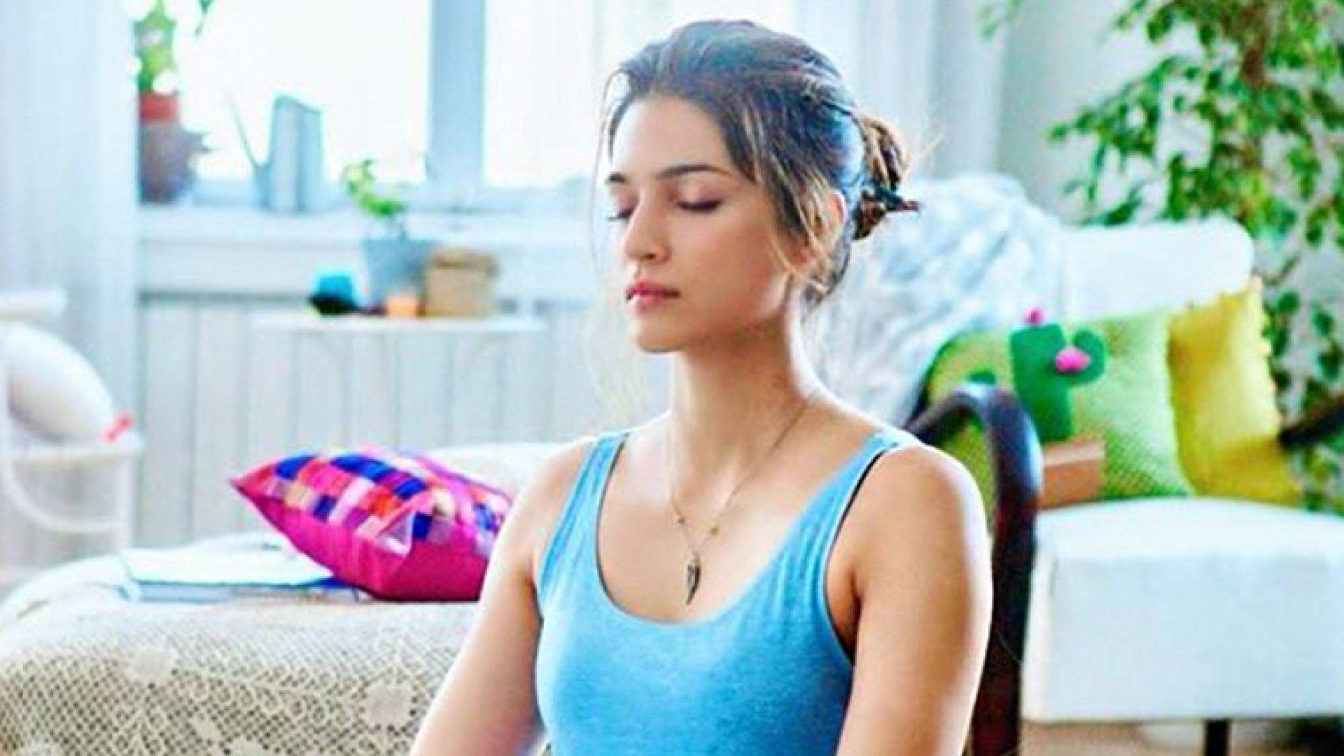 Kriti Sanon, blue tank top, sunlit room, Full HD Desktop Wallpaper