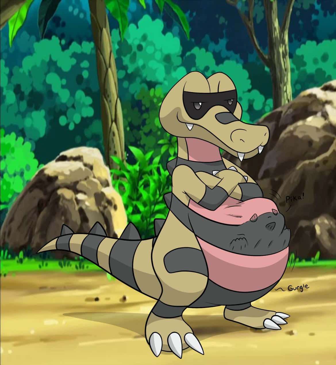 Krokorok, sunglasses, sleeping pink creature, SD Phone Wallpaper