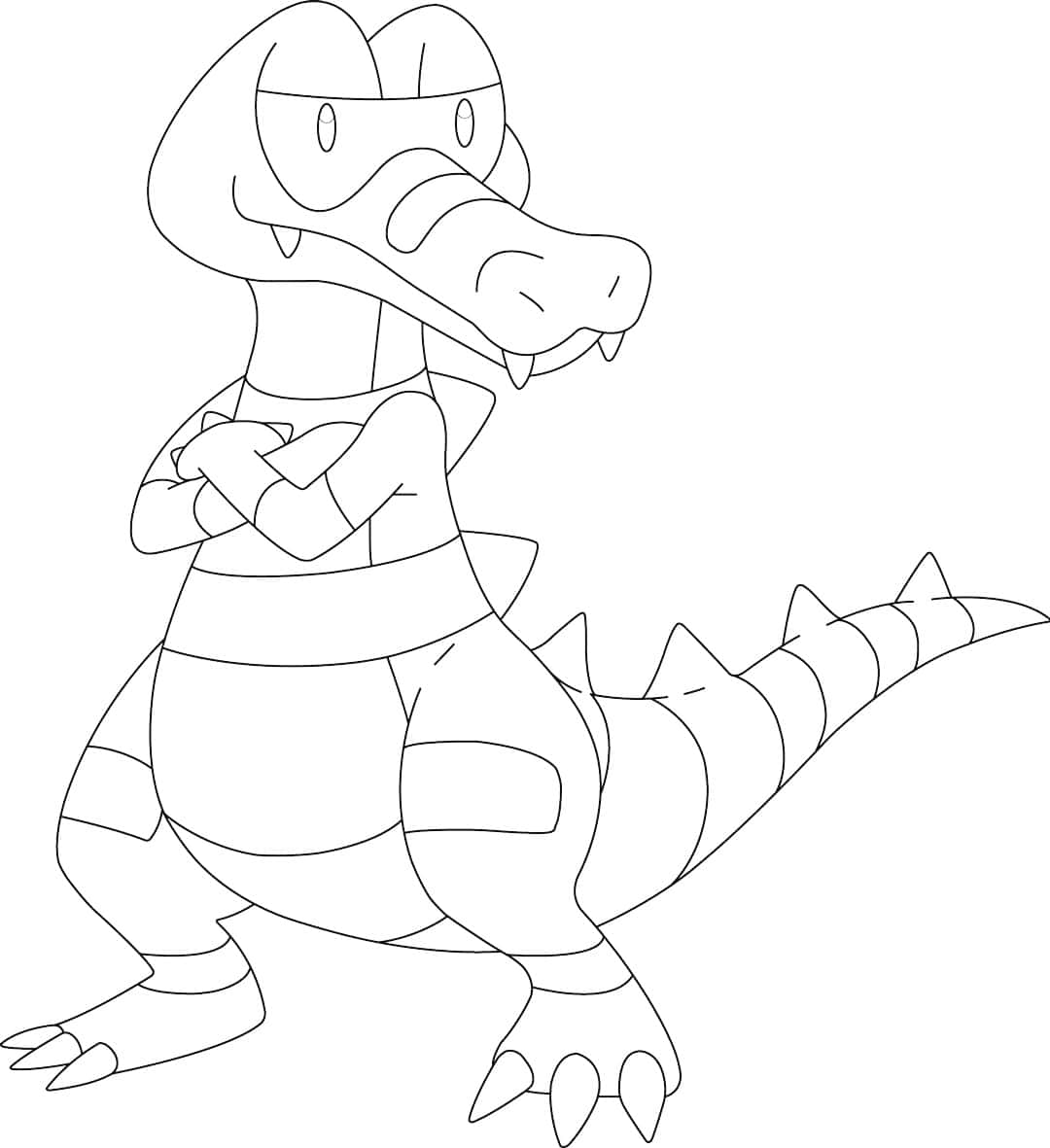 Krokorok, arms crossed, bold black outline, SD Phone Wallpaper