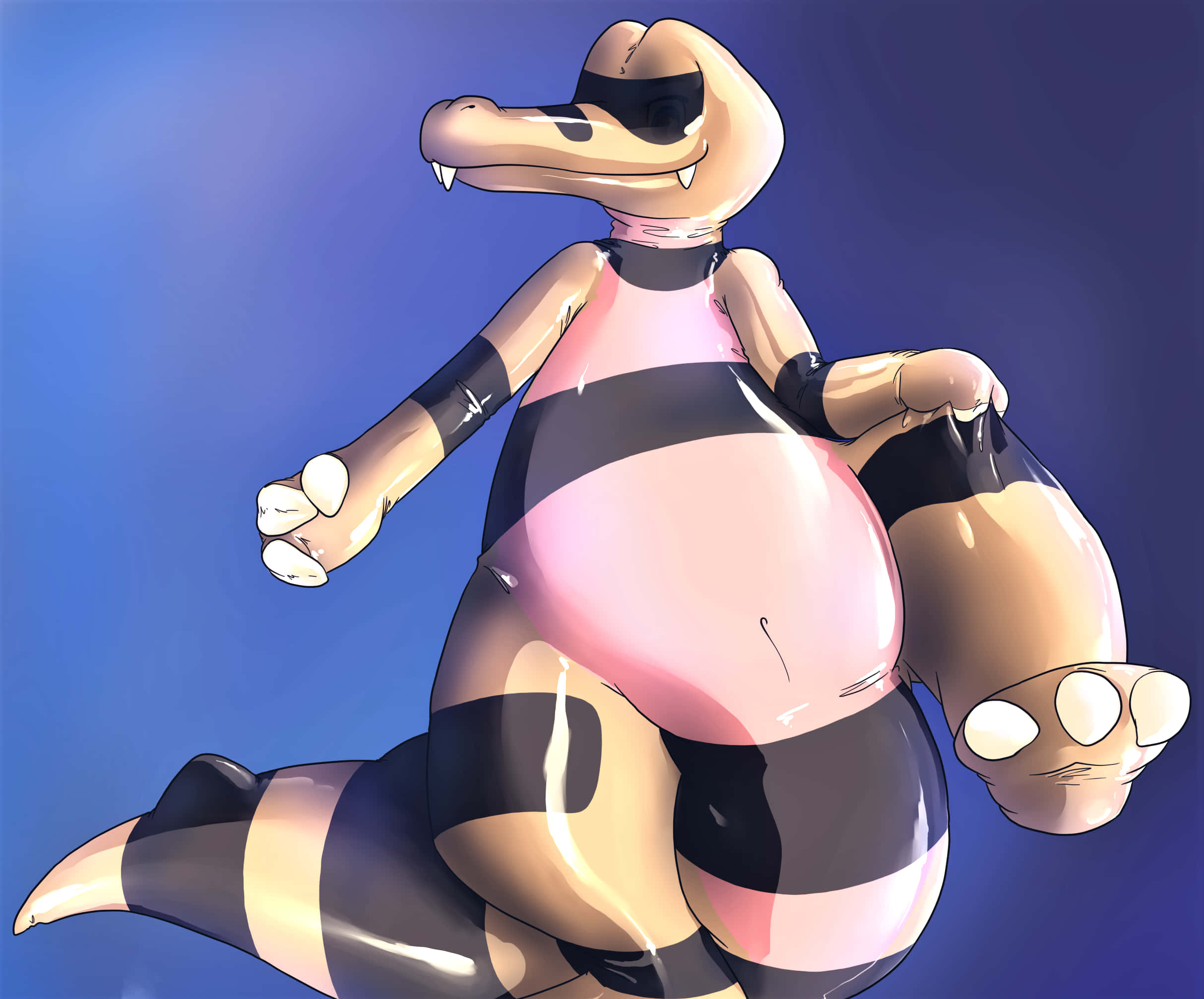 Krokorok, shiny toy figure, black and tan stripes, Full HD Desktop Wallpaper