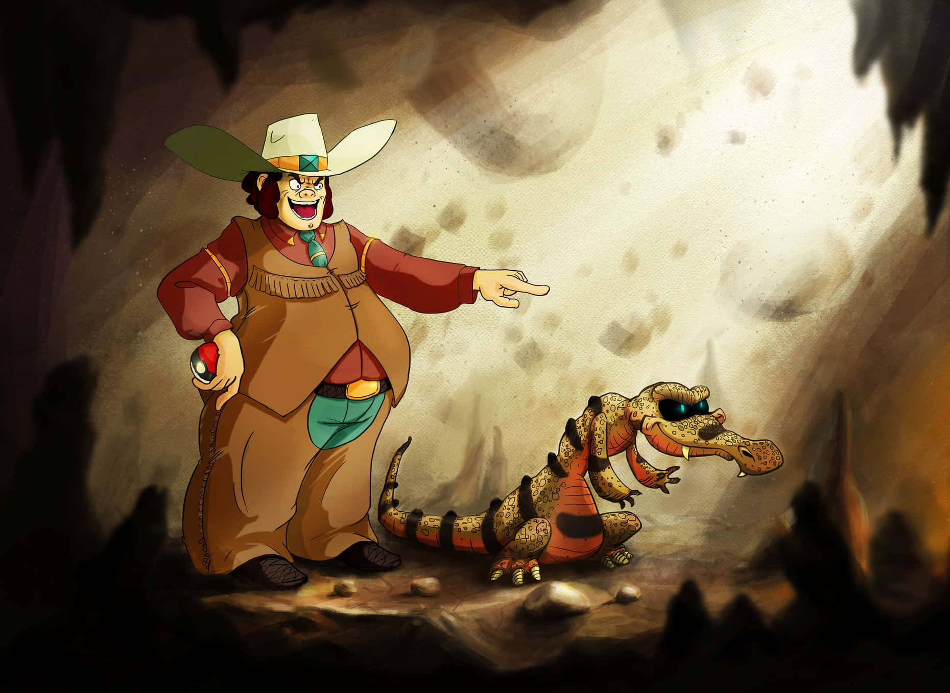 Clay, Krokorok, cartoon cowboy, HD Desktop Wallpaper