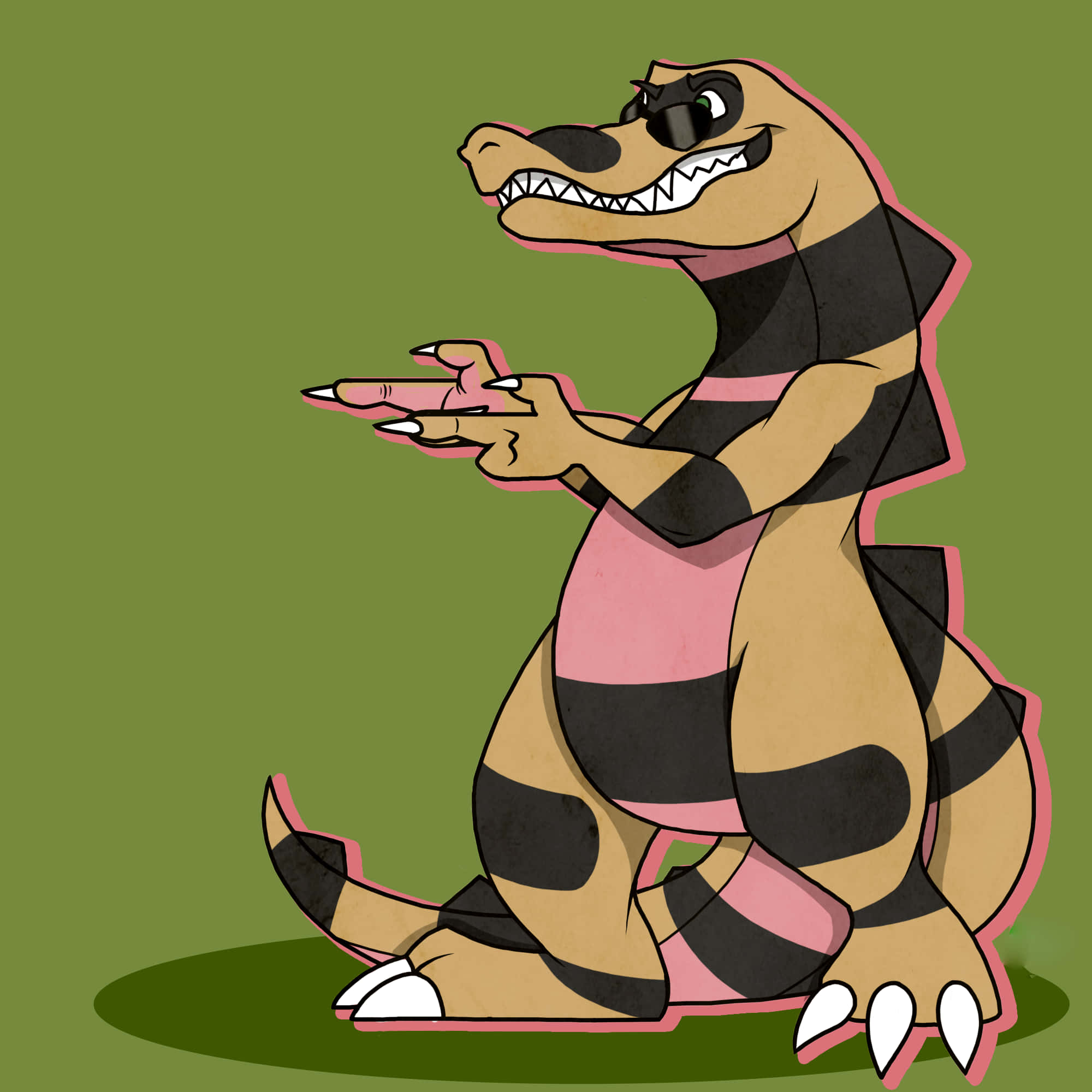 Krokorok, dark green, sunglasses, Full HD Desktop Wallpaper