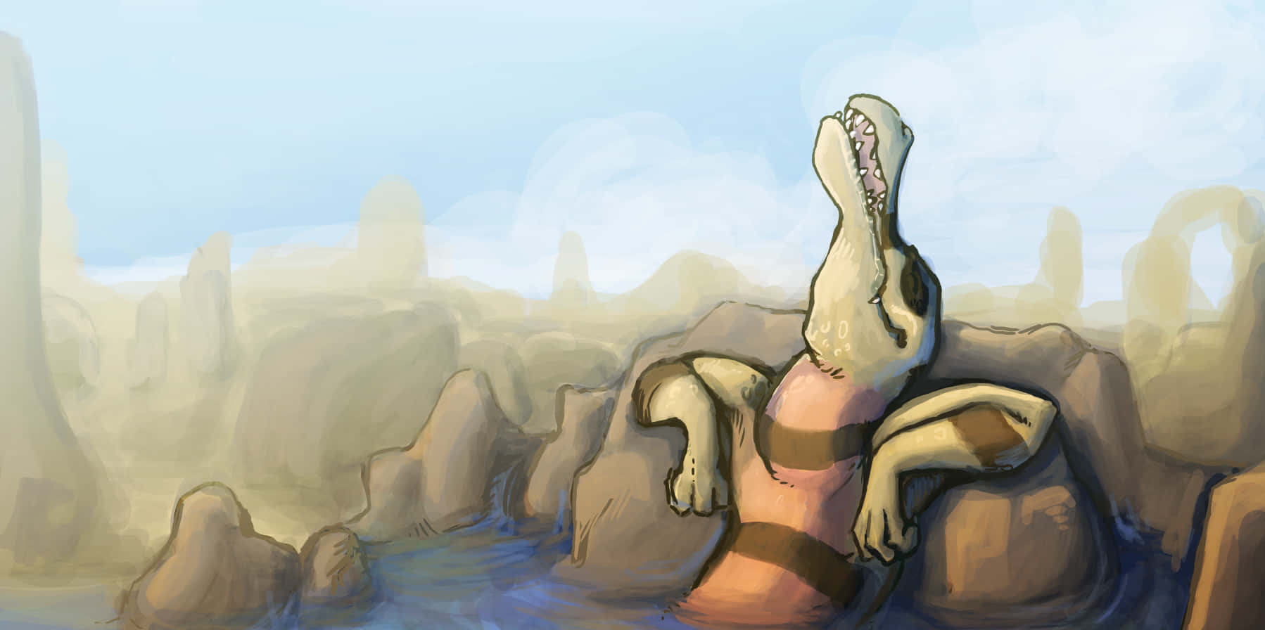 Krokorok, rocks, shallow water, HD Desktop Wallpaper