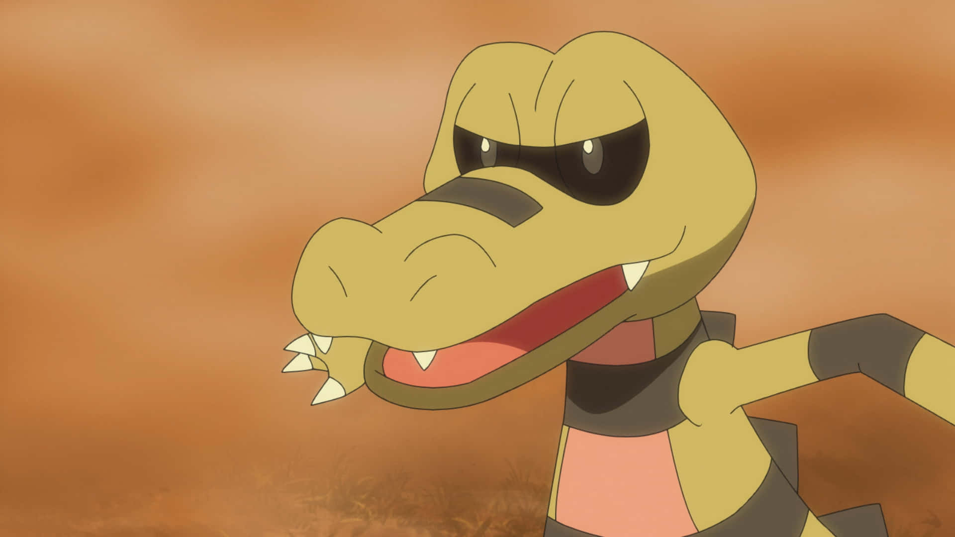 Krokorok, brown, dusty orange background, Full HD Desktop Wallpaper