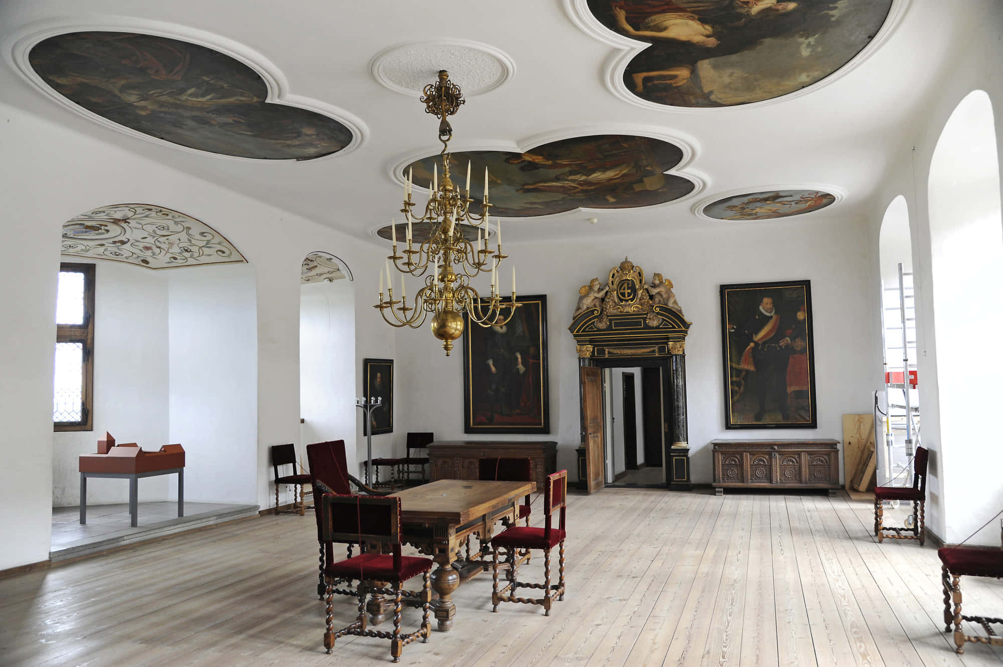 Kronborg Castle, private royal room, ornate ceiling frescoes, Full HD Desktop Wallpaper
