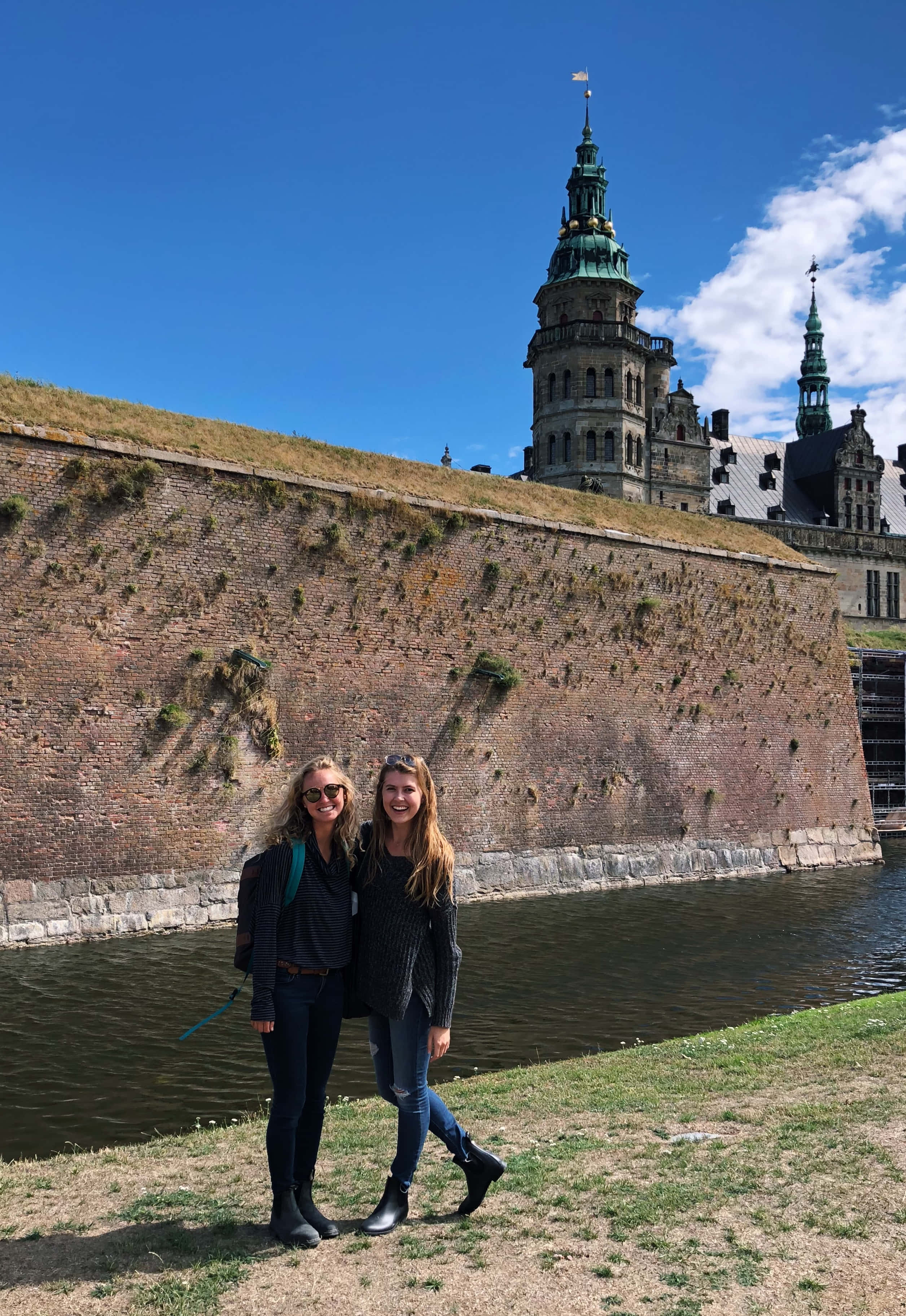 Kronborg Castle, historic brick fortress, moat, 2K Phone Wallpaper