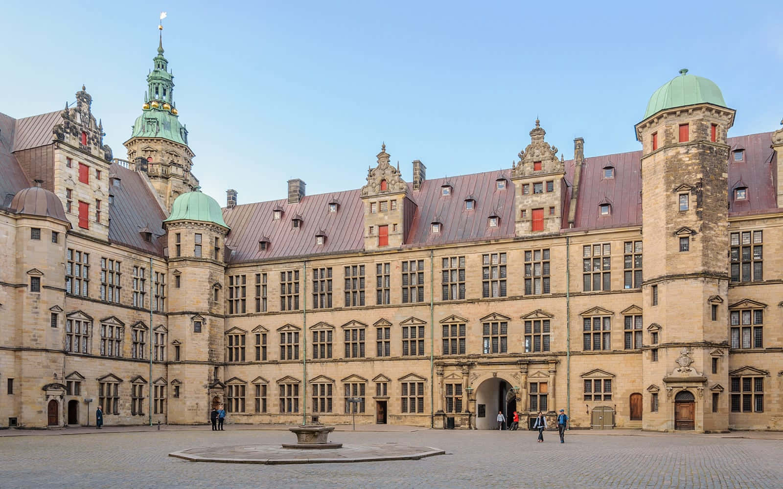 Kronborg Castle, courtyard, stone buildings, HD Desktop Wallpaper