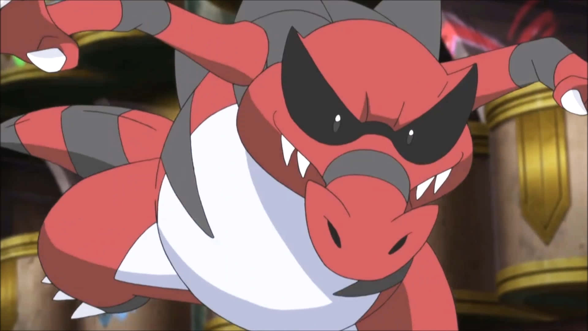 Krookodile, red and gray, anime dragon, Full HD Desktop Wallpaper