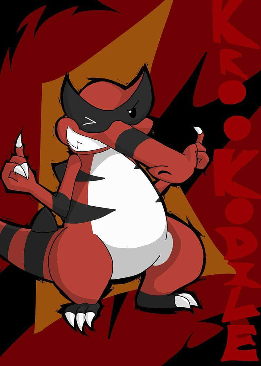 Krookodile, anime, red and black background, SD Phone Wallpaper