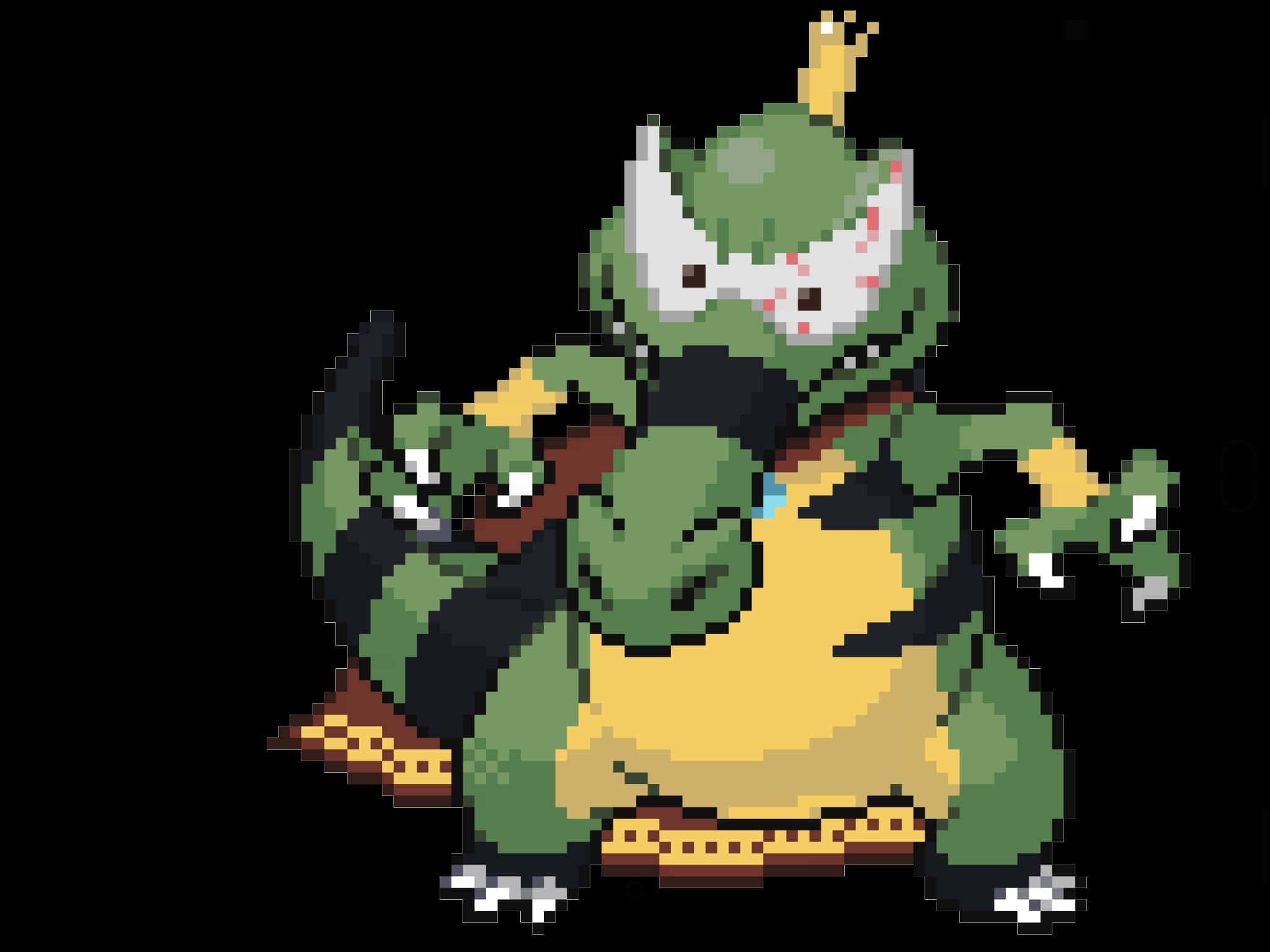 Green Krookodile, pixelated, yellow belly, Full HD Desktop Wallpaper