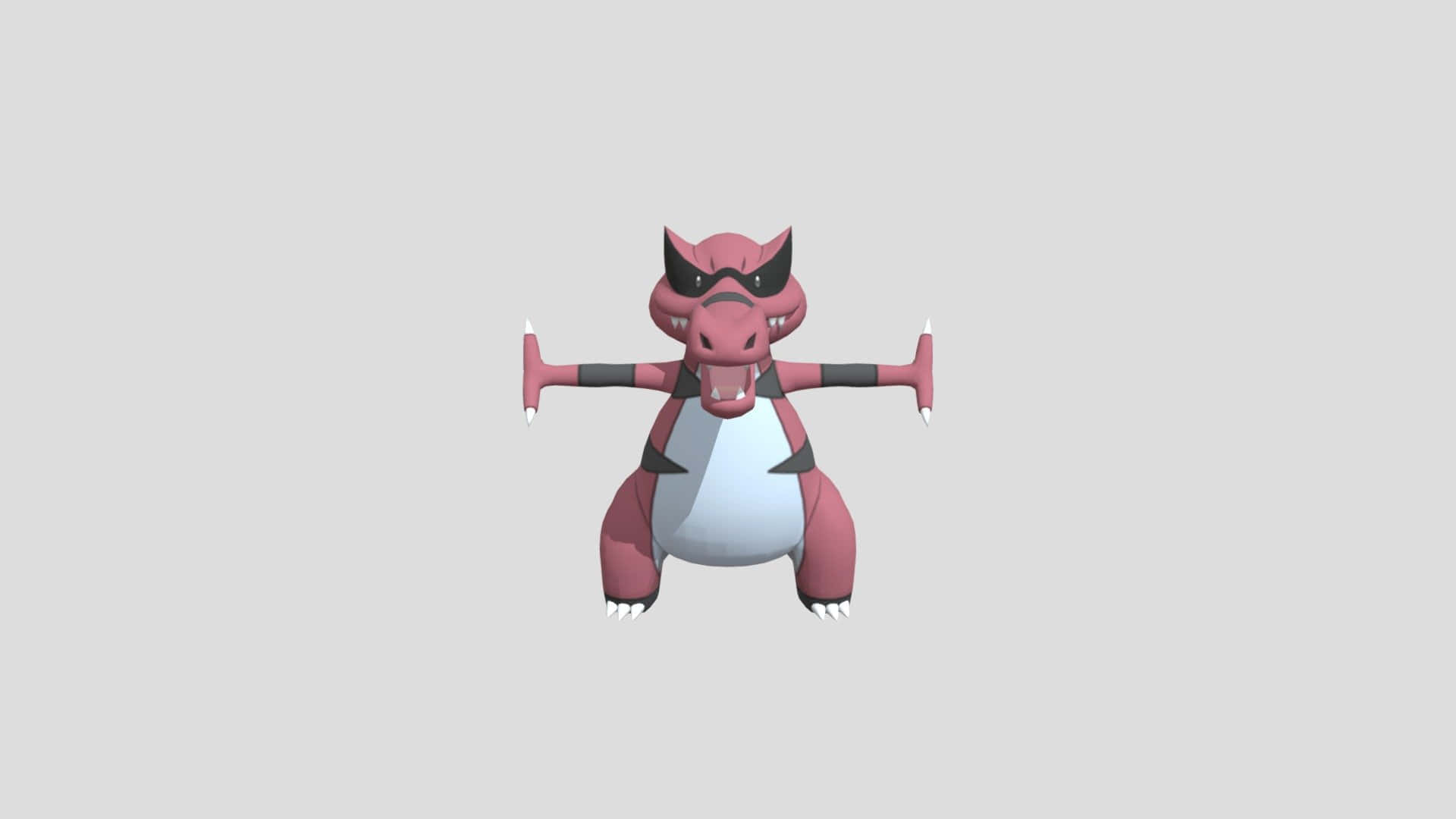 Krookodile, pink and white, cartoon dinosaur, Full HD Desktop Wallpaper