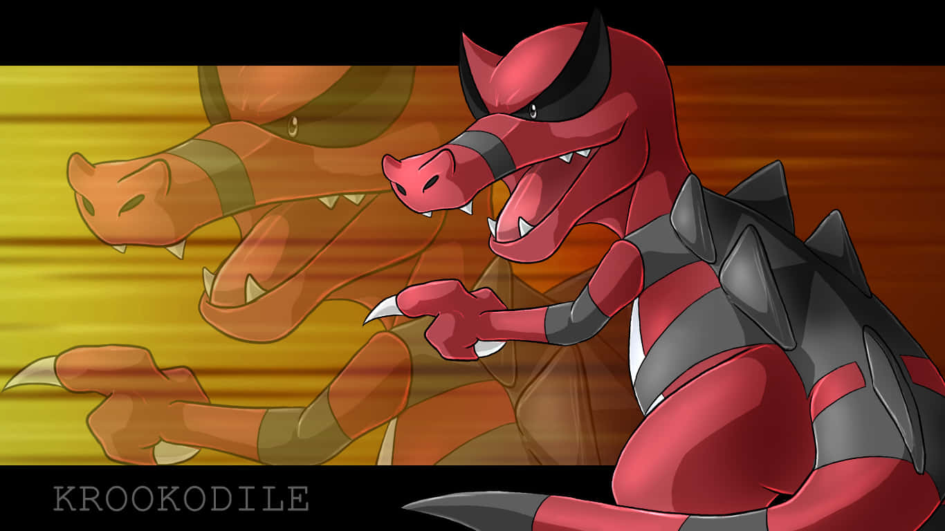 Krookodile, red, black horns, HD Desktop Wallpaper