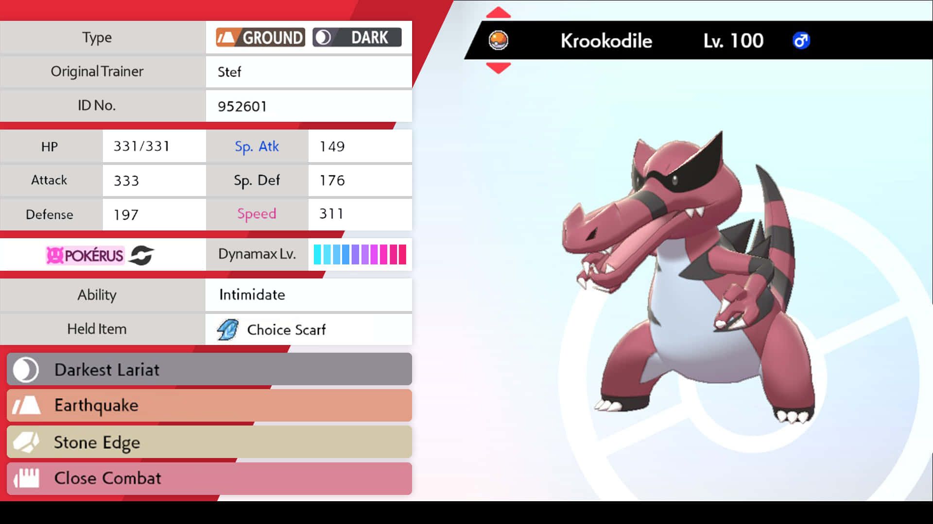 Krookodile, level 100, Pokémon battle interface, Full HD Desktop Wallpaper