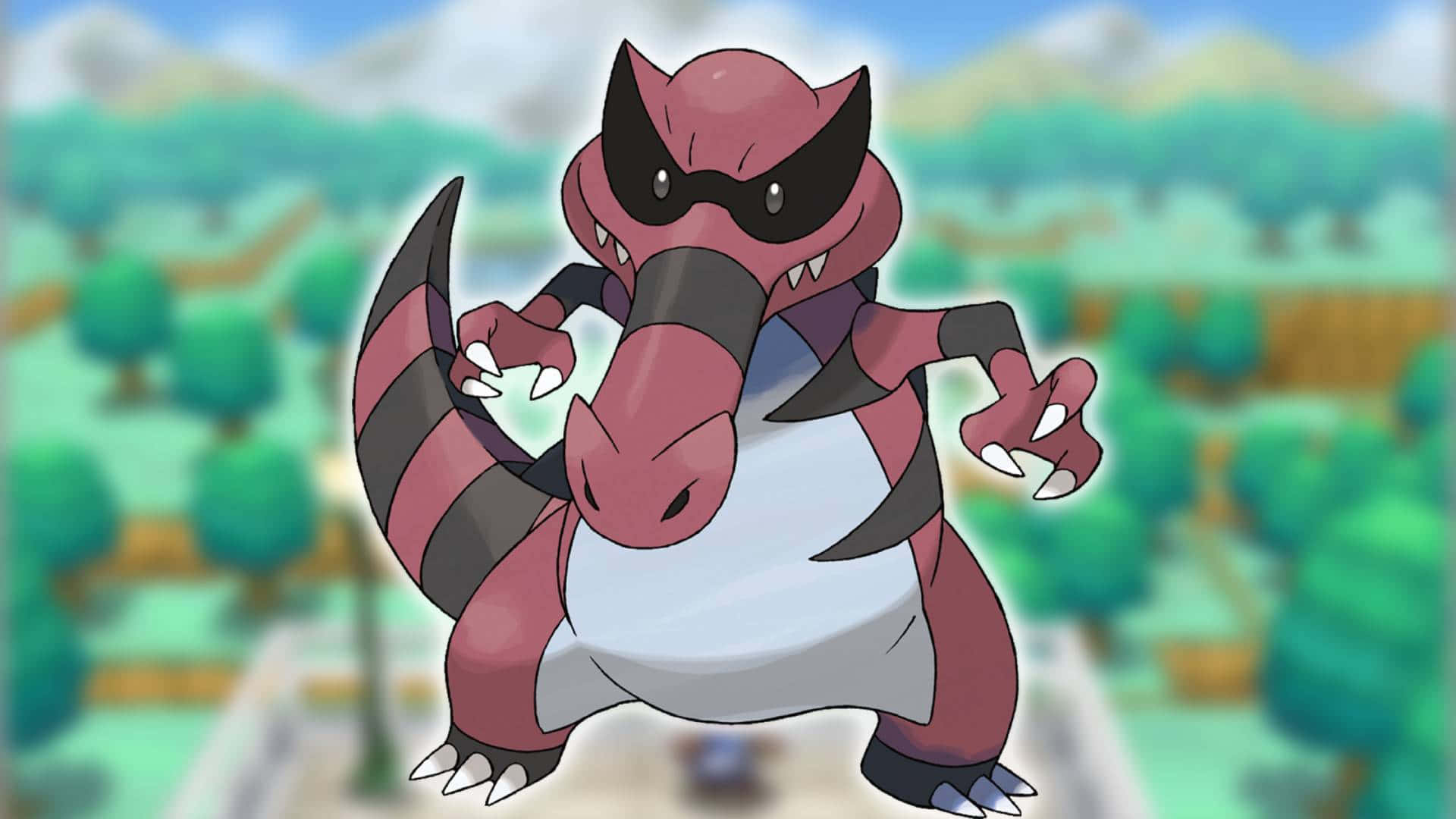 Krookodile, pink and black, sharp claws, Full HD Desktop Wallpaper