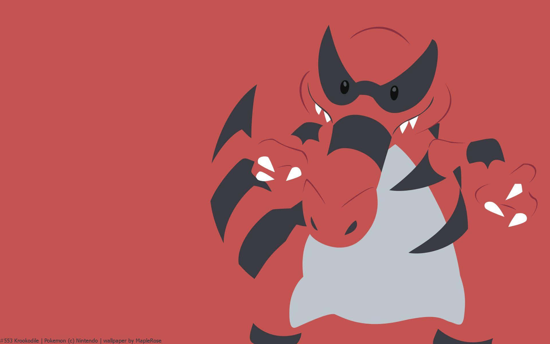 Krookodile, red and black, solid red background, Full HD Desktop Wallpaper
