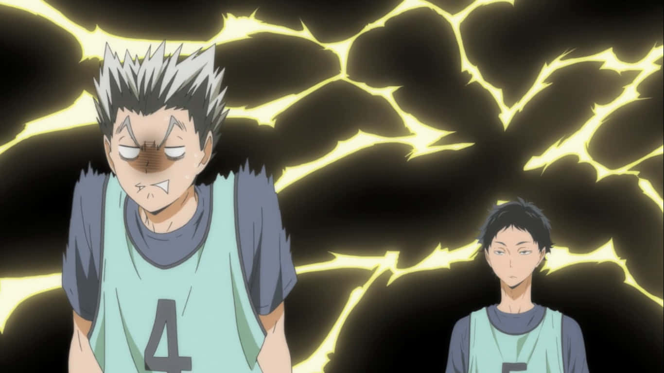 Ktar Bokuto, light blue jerseys, crackling yellow energy field, HD Desktop Wallpaper