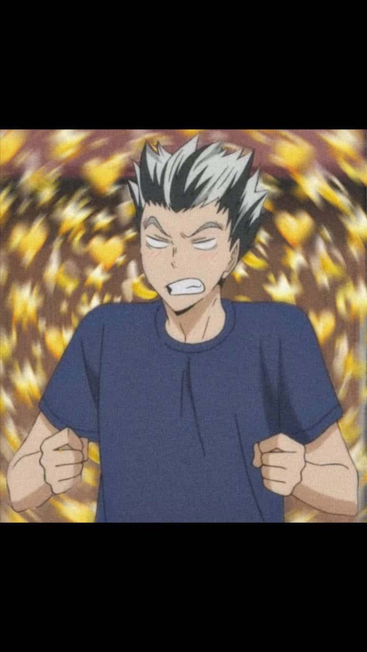 Ktar Bokuto, spiky white hair, swirling golden background, HD Phone Wallpaper
