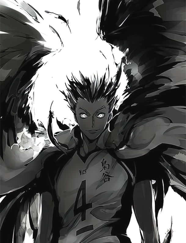 Ktar Bokuto, black and white, spiky hair, SD Phone Wallpaper