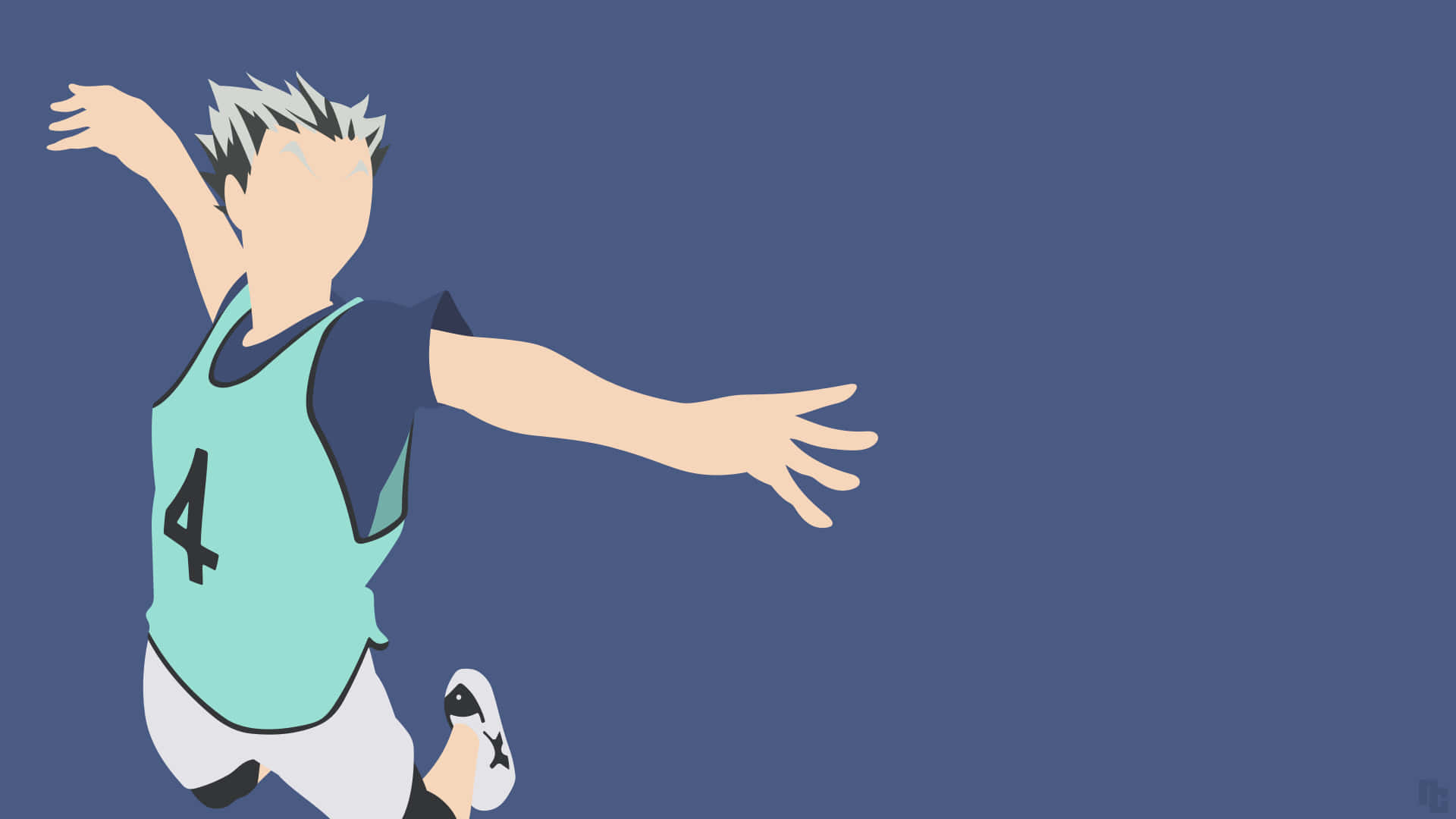 Ktar Bokuto, teal jersey, number four, Full HD Desktop Wallpaper