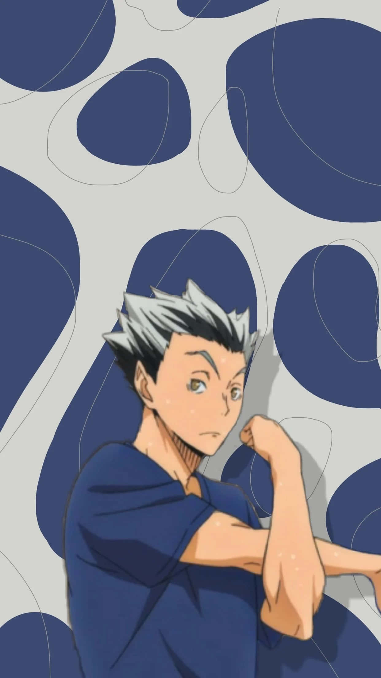 Ktar Bokuto, spiky white hair, blue shirt, Full HD Phone Wallpaper