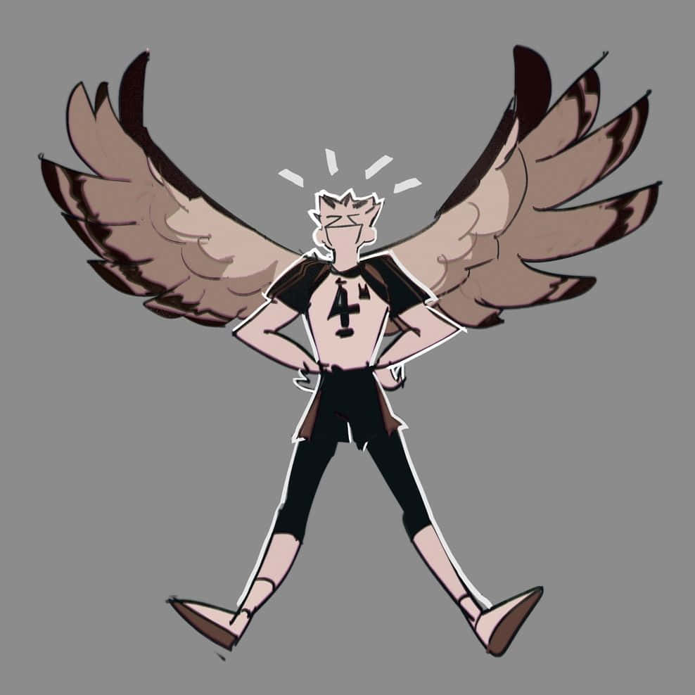 Ktar Bokuto, large brown wings, hands on hips, SD Desktop Wallpaper