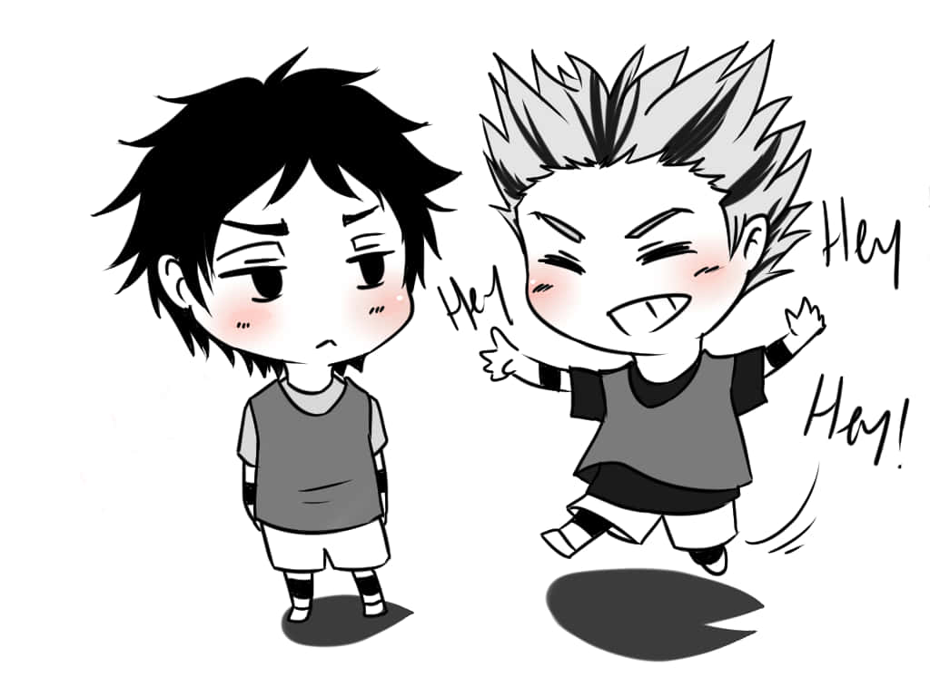 Ktar Bokuto, chibi anime boys, cheerful jumping, SD Desktop Wallpaper