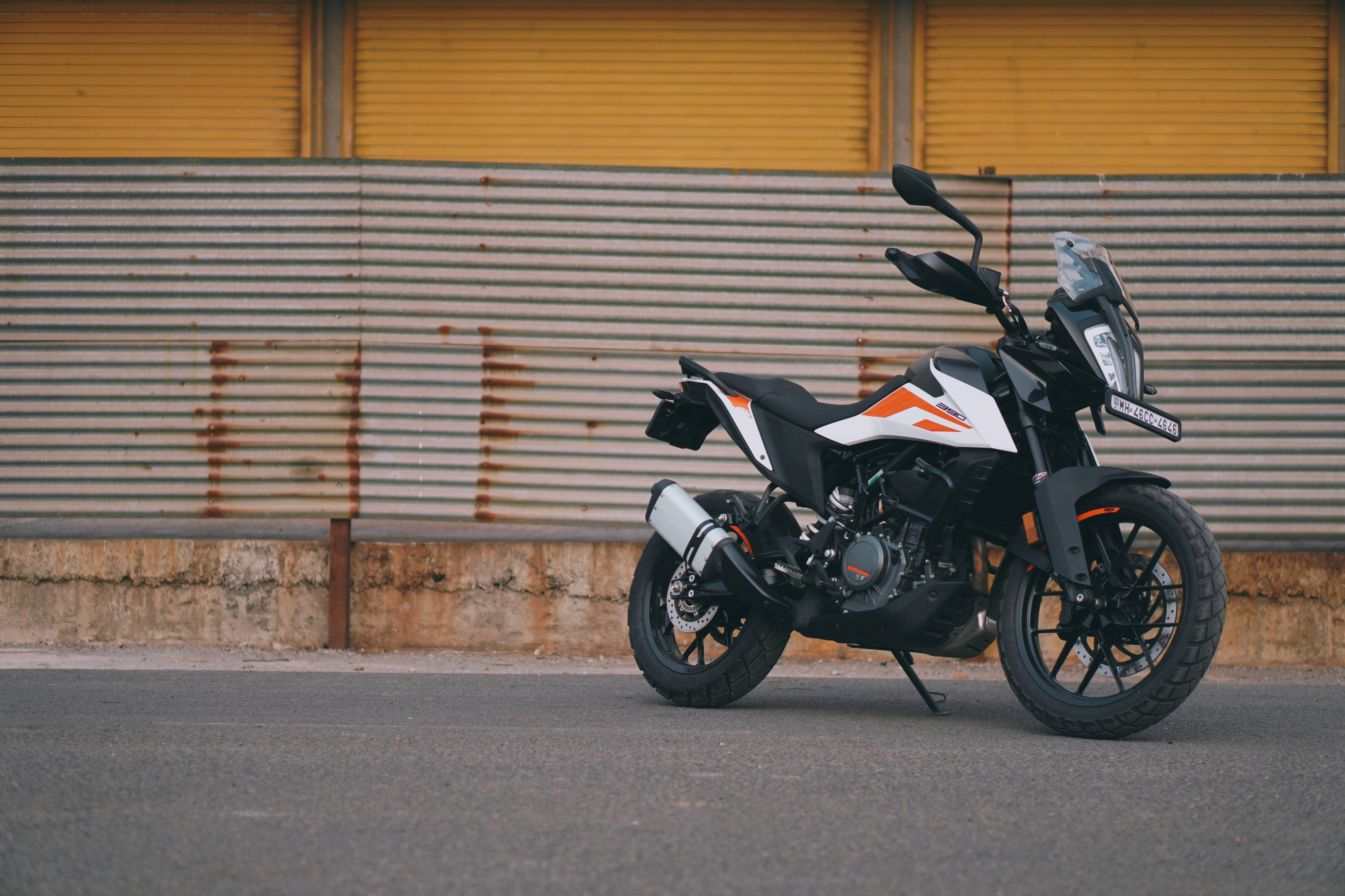 KTM Bike, pavement, black and orange, 4K Desktop Wallpaper