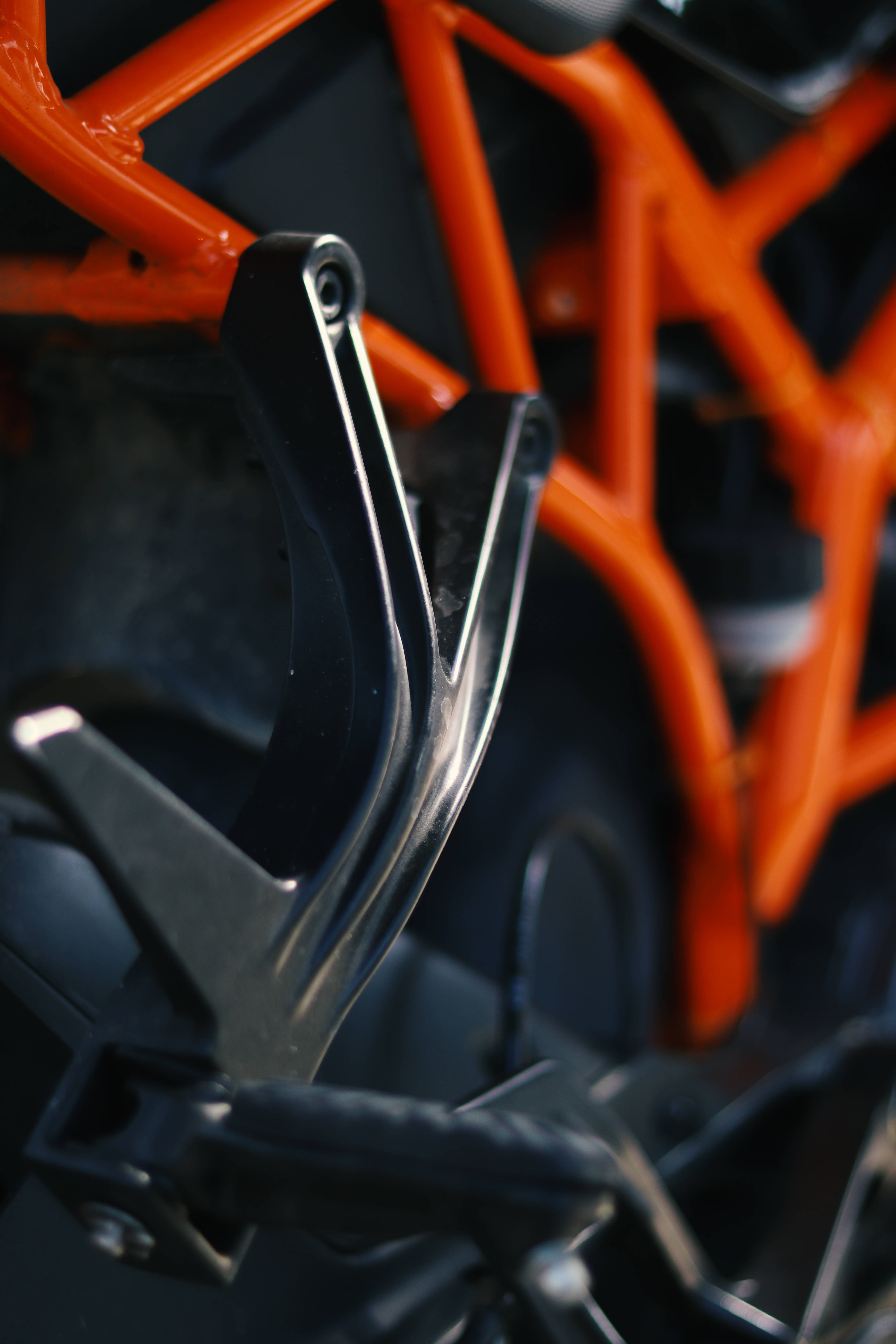 KTM Bike, black footpeg, orange tubular frame, 5K Phone Wallpaper