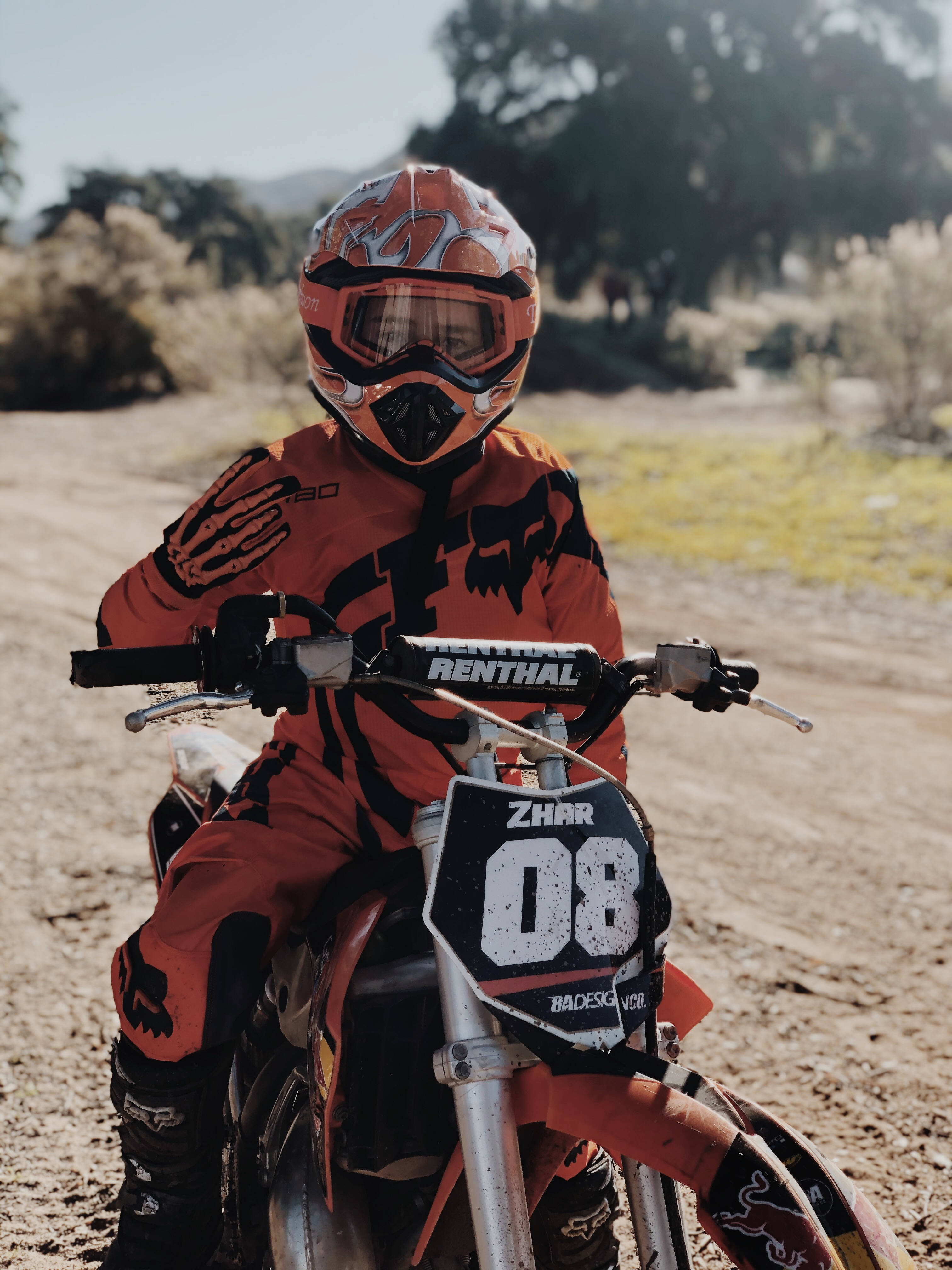 KTM Bike, motocross rider, orange gear, 4K Phone Wallpaper