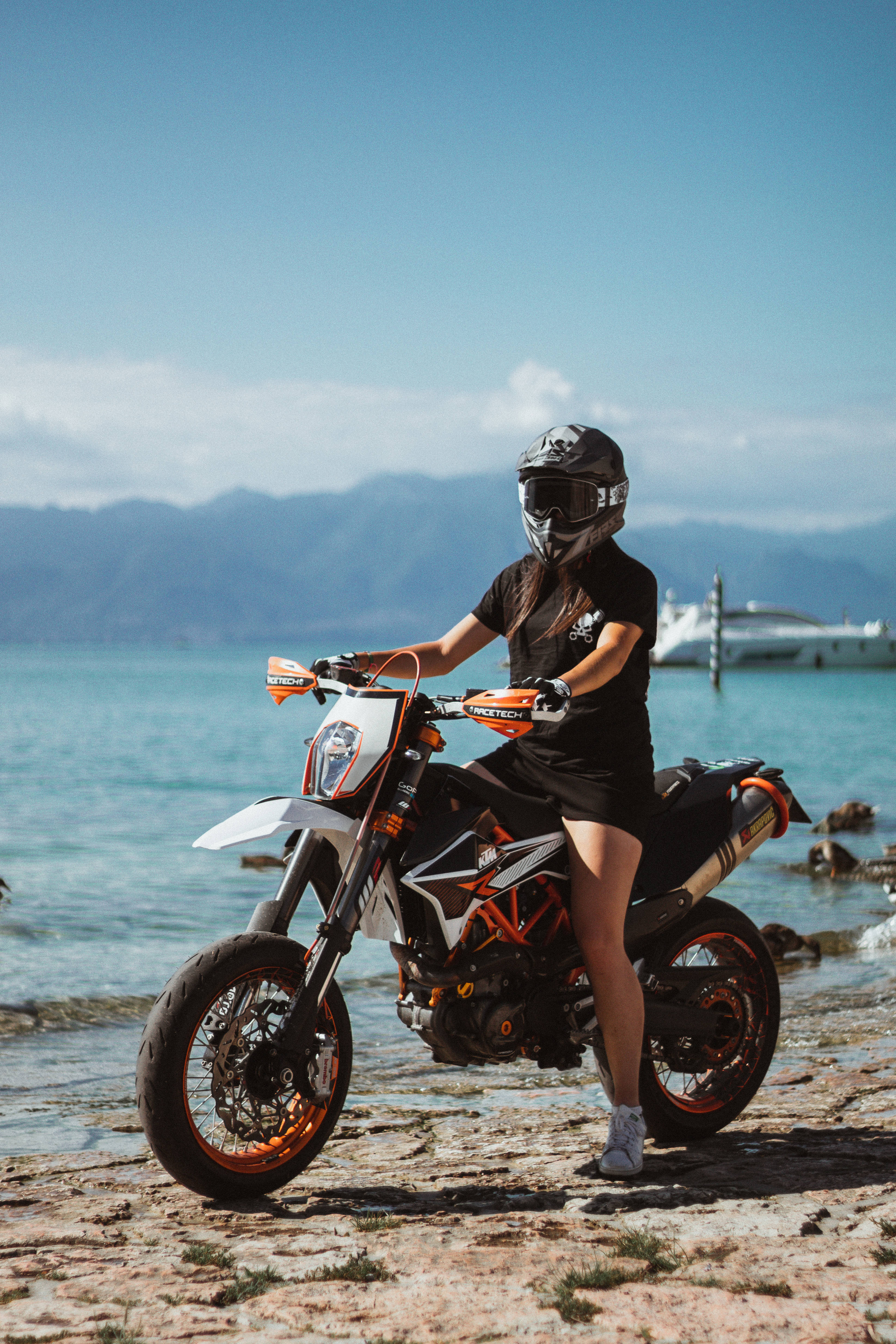 KTM, dirt bike, orange and black, 4K Phone Wallpaper