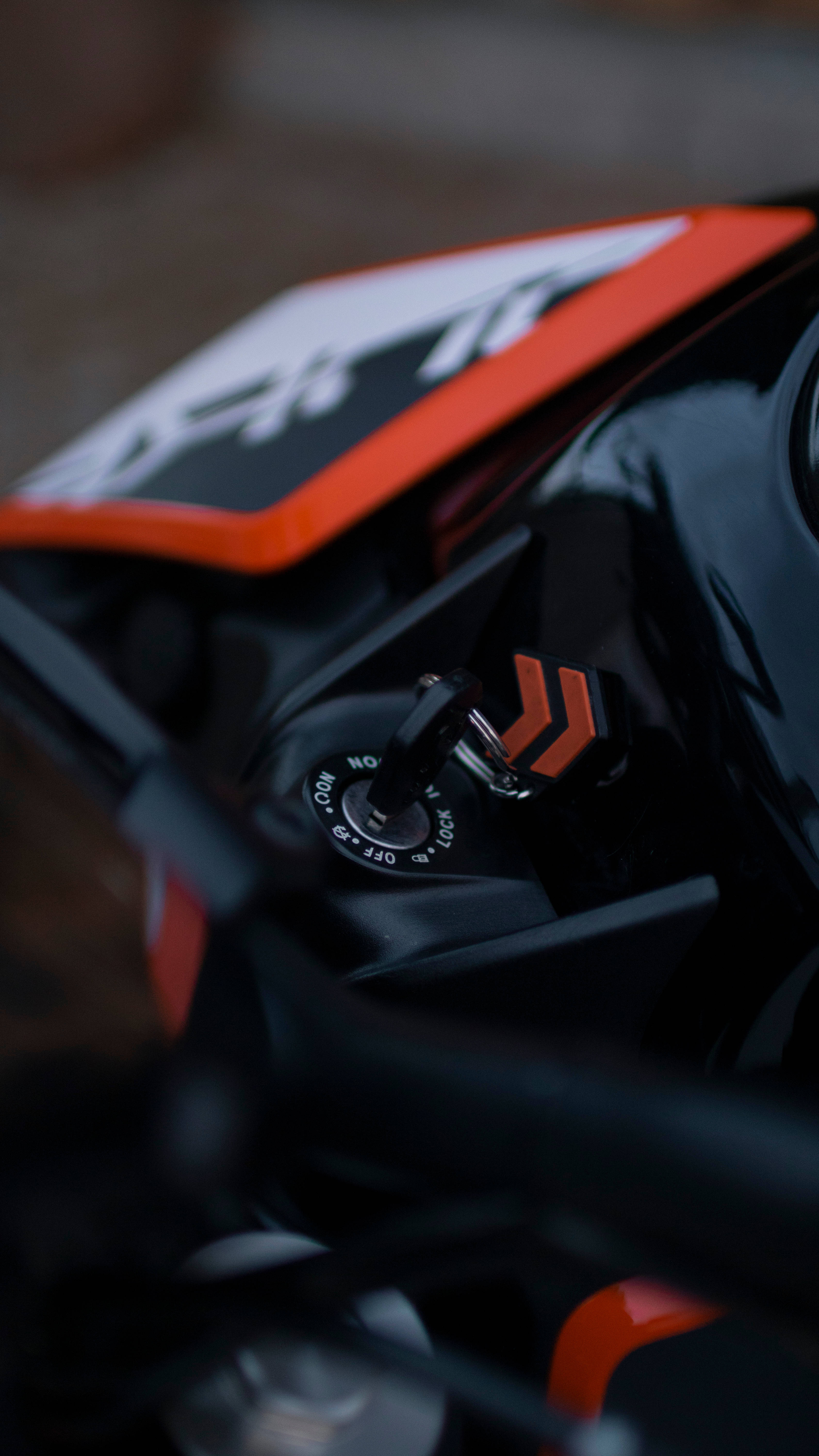 KTM Bike, ignition switch, orange accents, 5K Phone Wallpaper